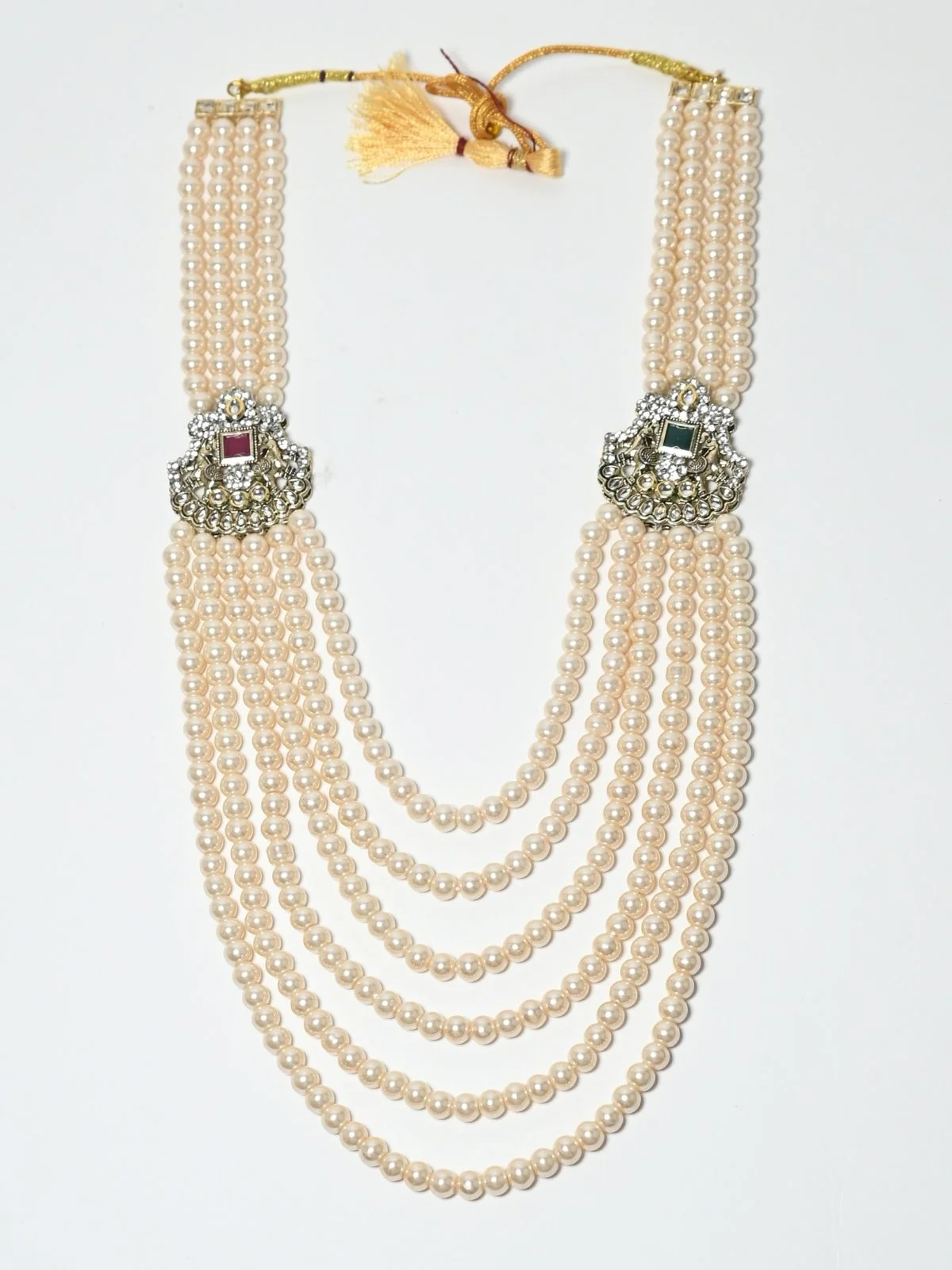 Odette White Alloy Pearl Embellished Neckpiece For Women - Image 3