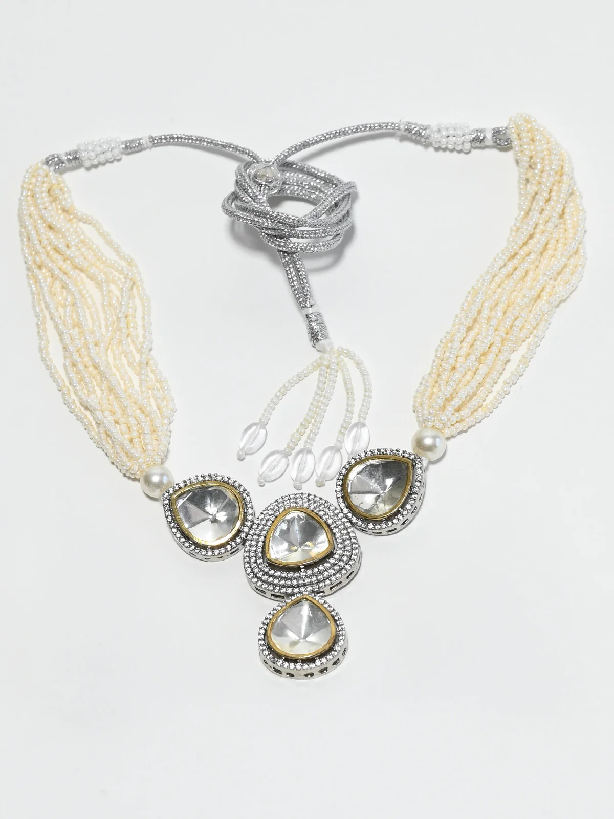 Odette White Alloy Stone Jewellery Set For Women - Image 3