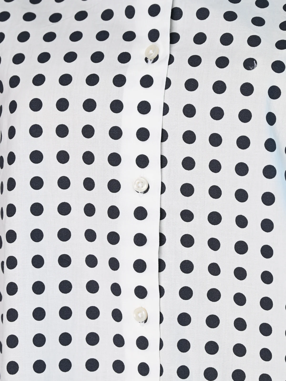 Odette White And Black Cotton Blend Polka Dots Shirt For Women - Image 4