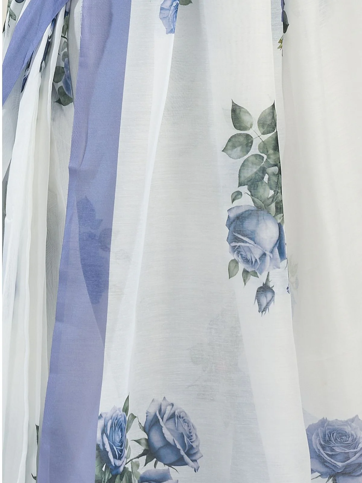 Odette White And Blue Cotton Linen Zari Work Saree For Women - Image 6
