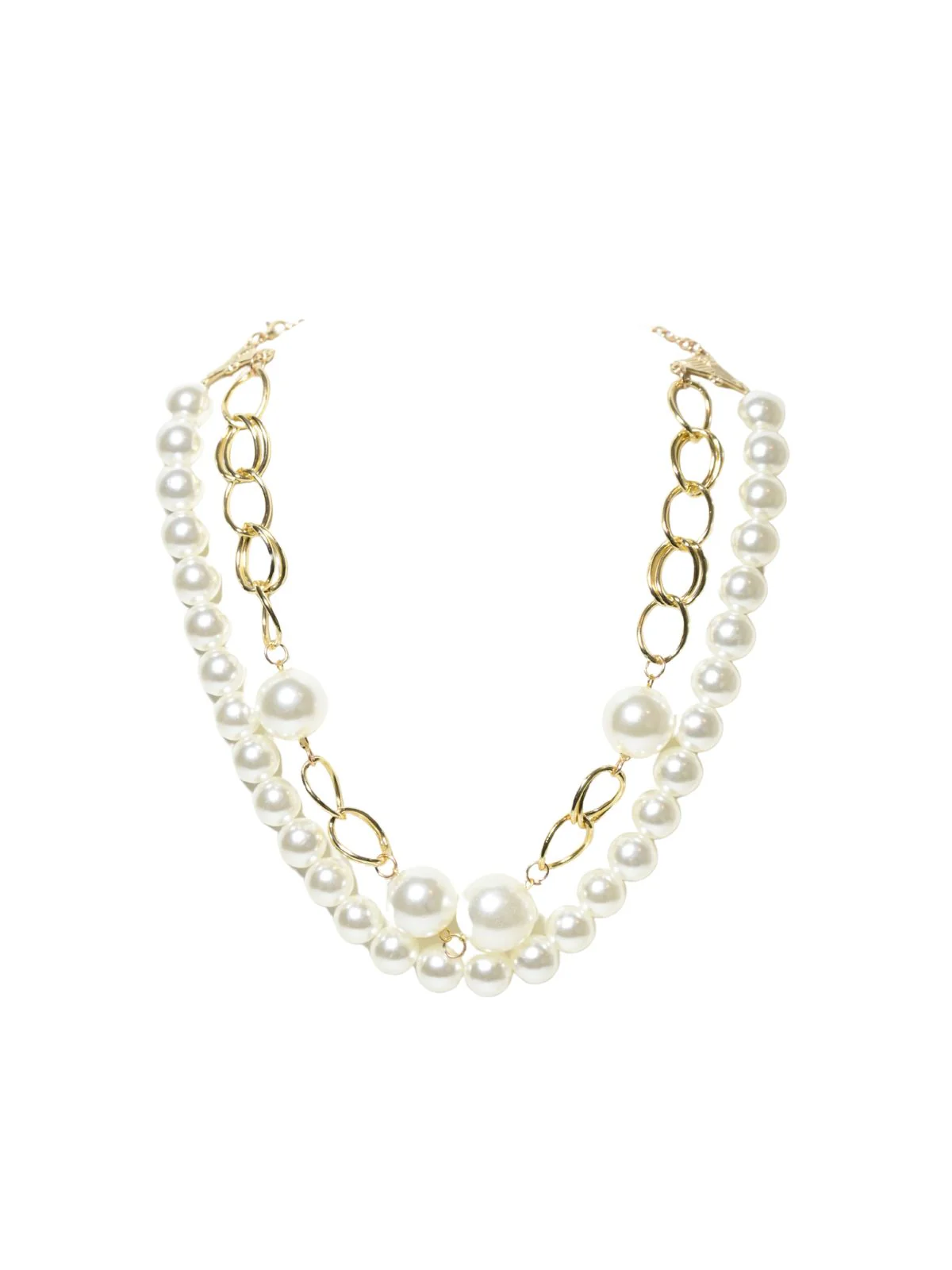 Odette White And Gold Alloy Embellished Neckpiece For Women - Image 3