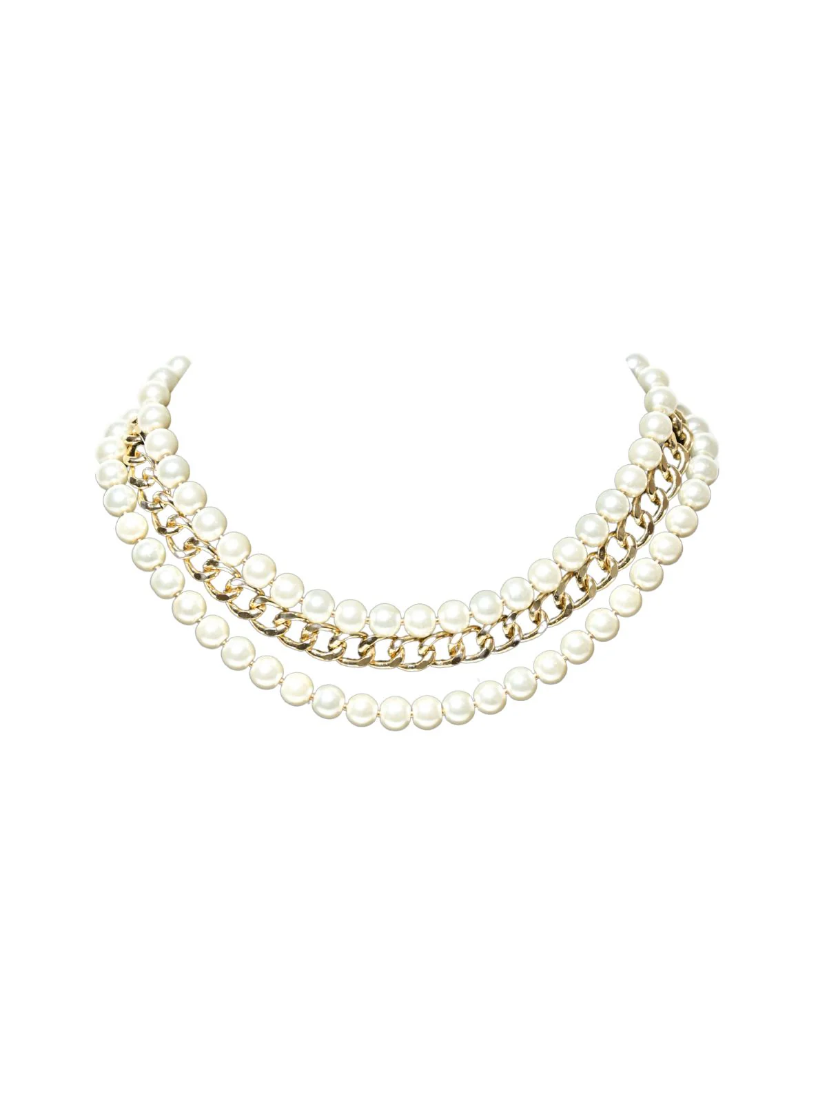Odette White And Gold Alloy Embellished Neckpiece For Women - Image 3