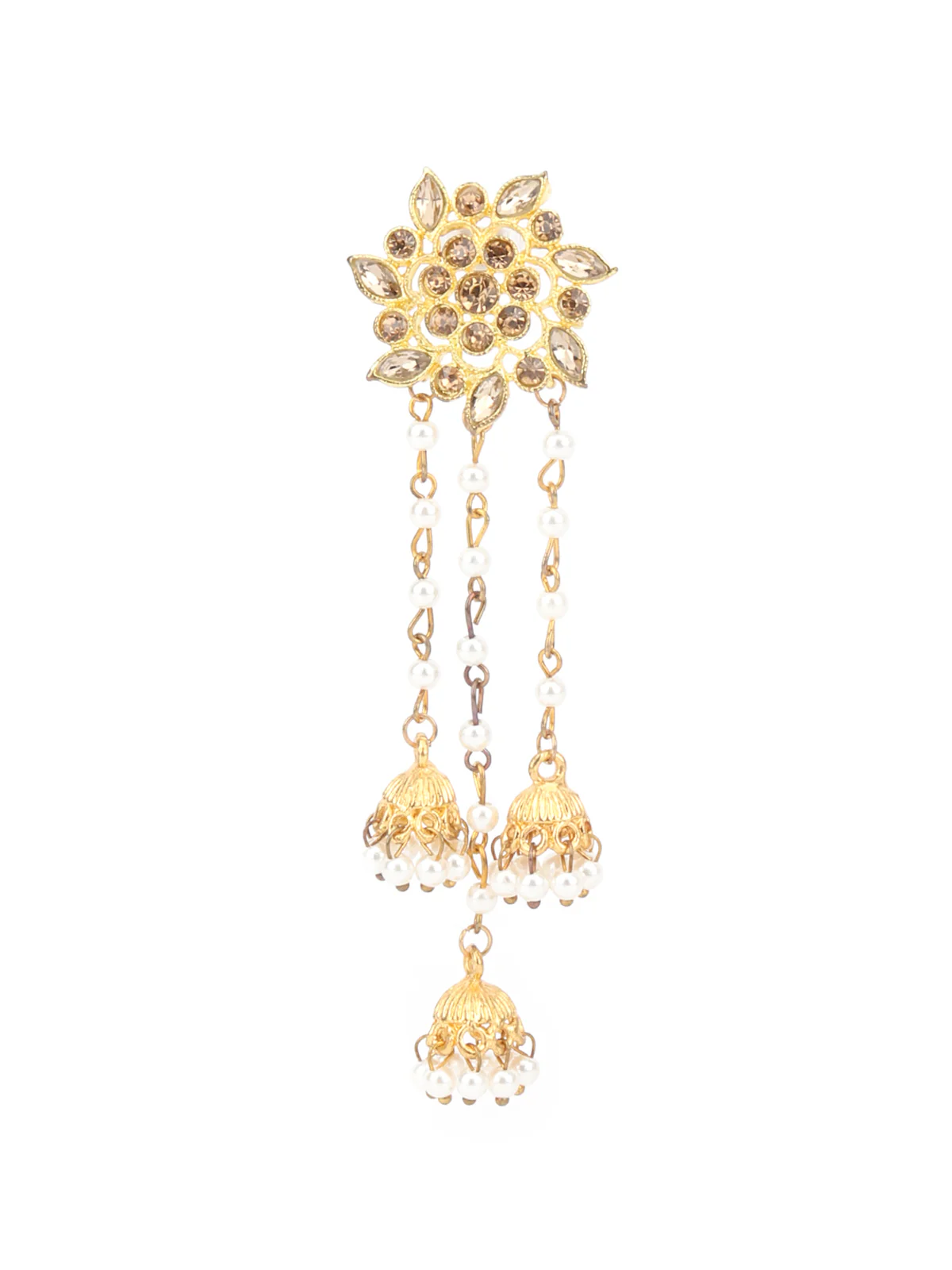 Odette White And Gold Dangler Earring For Women - Image 4