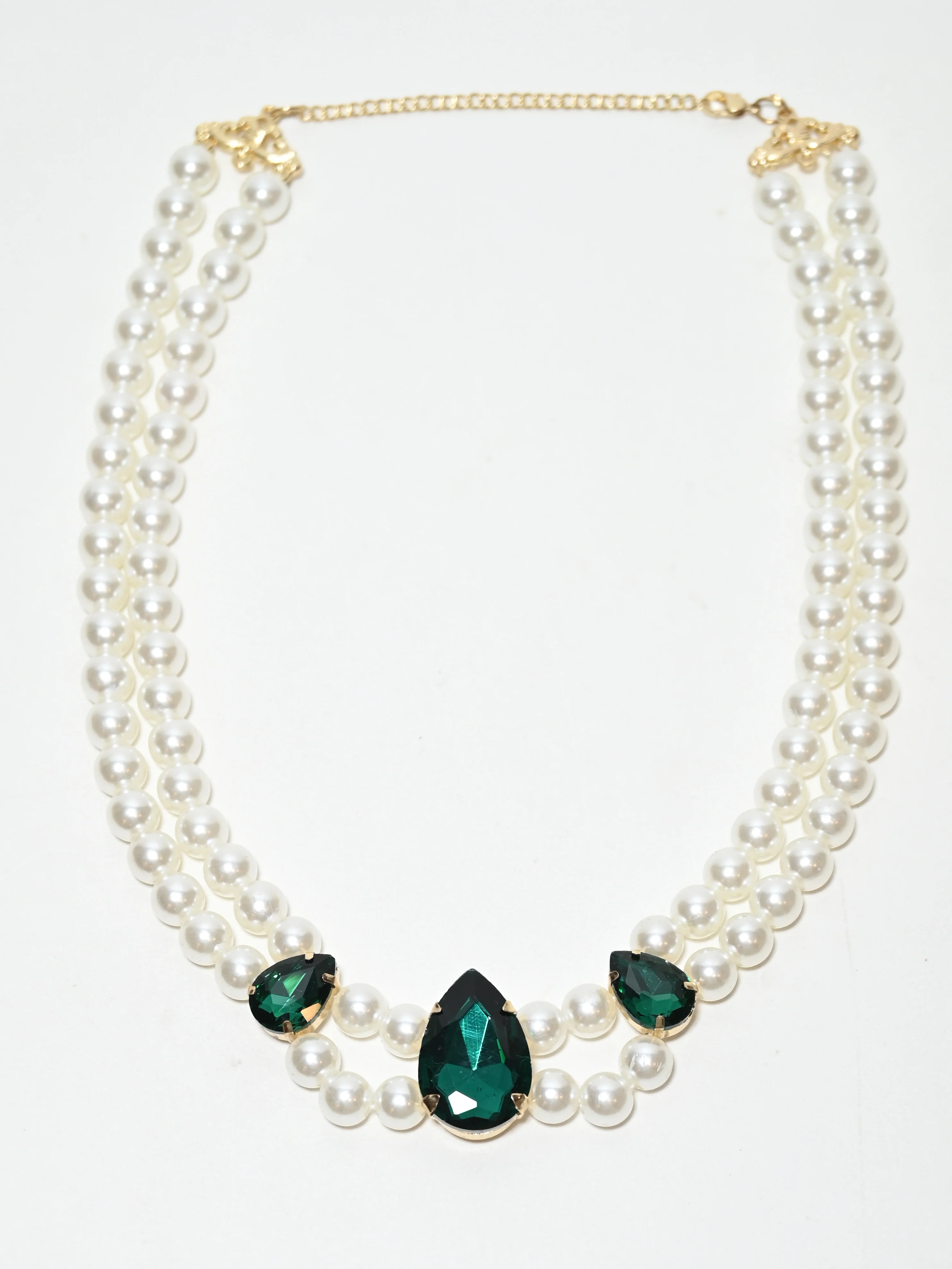 Odette White And Green Alloy Pear And Stone Neckpiece For Women - Image 3