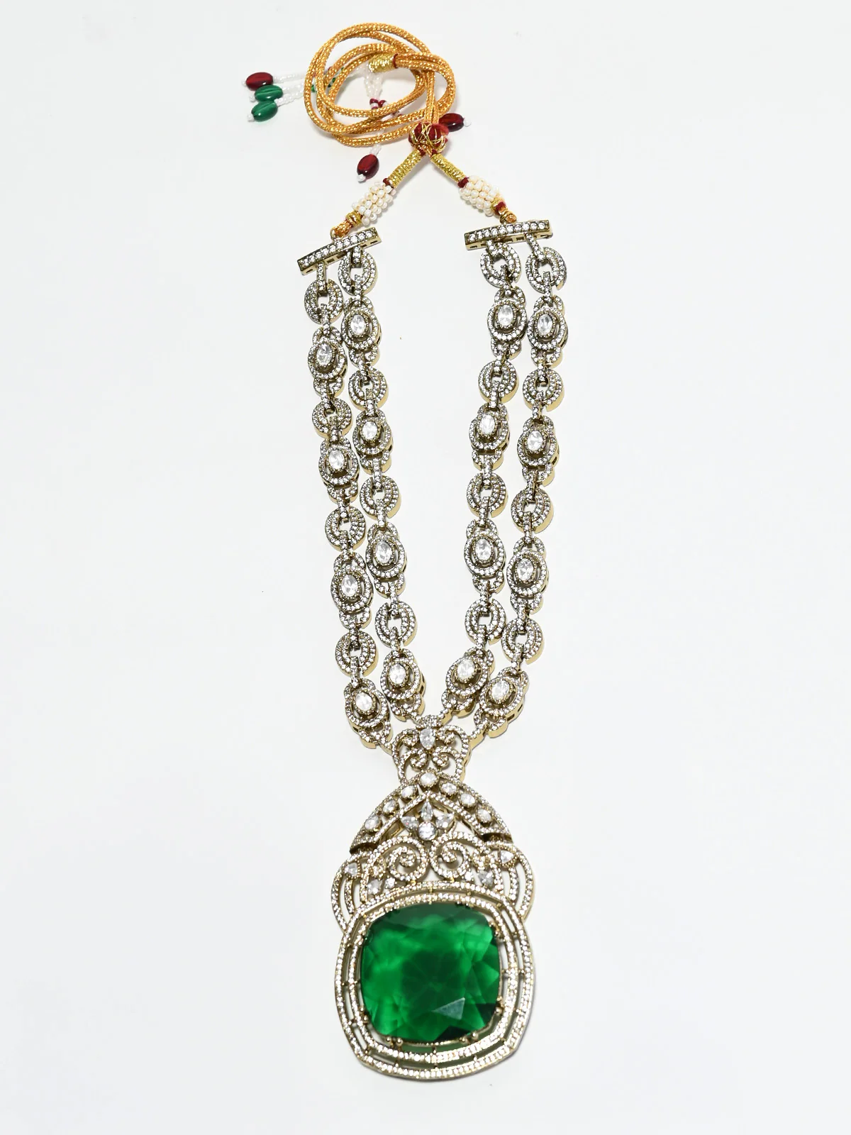 Odette White And Green Alloy Stone Jewellery Set For Women - Image 3
