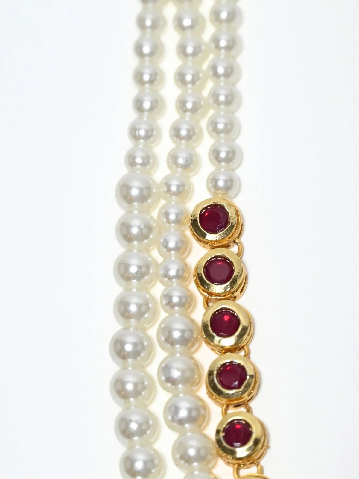 Odette White And Pink Alloy Pearl Embellished Neckpiece For Women - Image 4