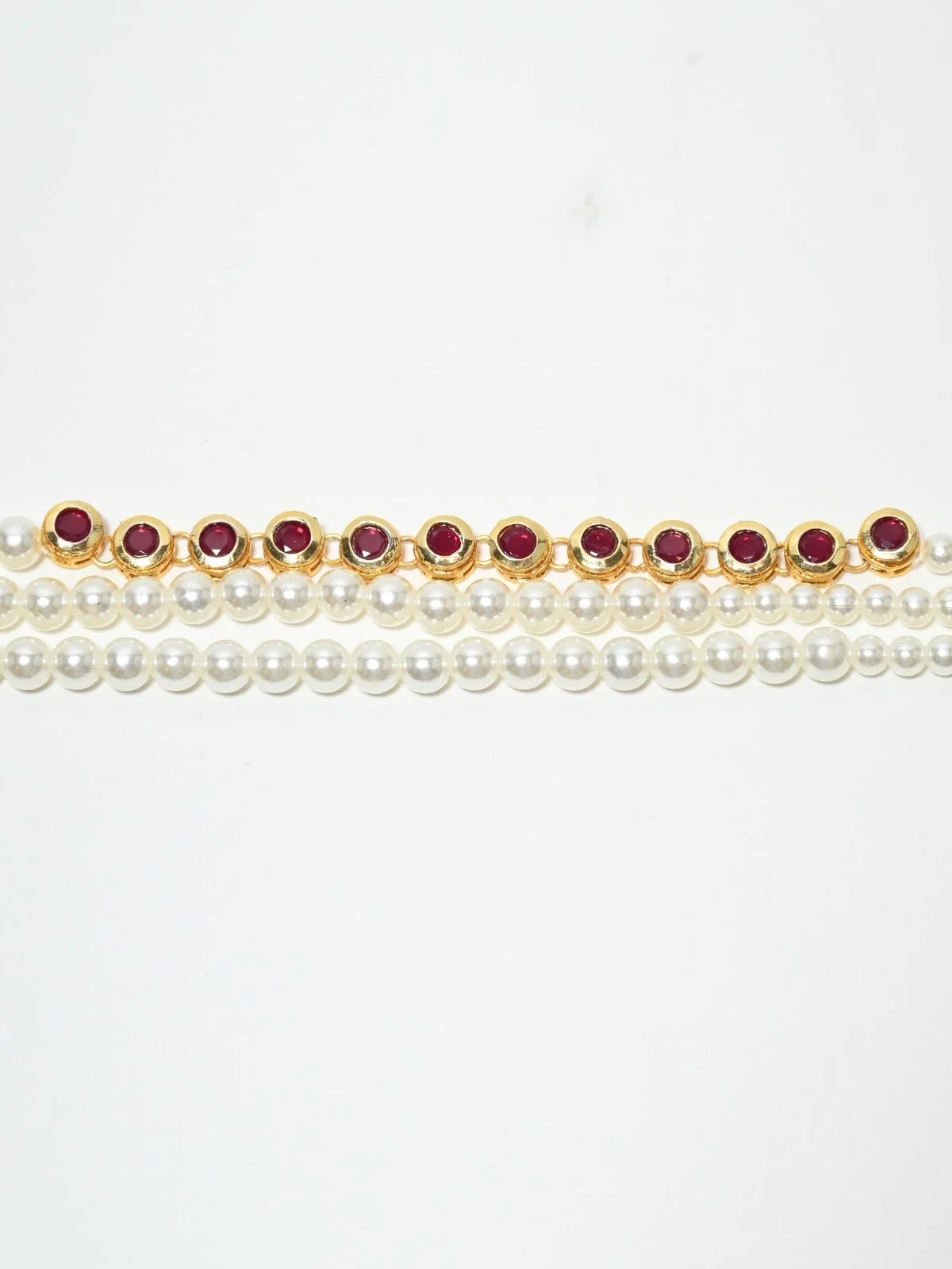 Odette White And Pink Alloy Pearl Embellished Neckpiece For Women - Image 5