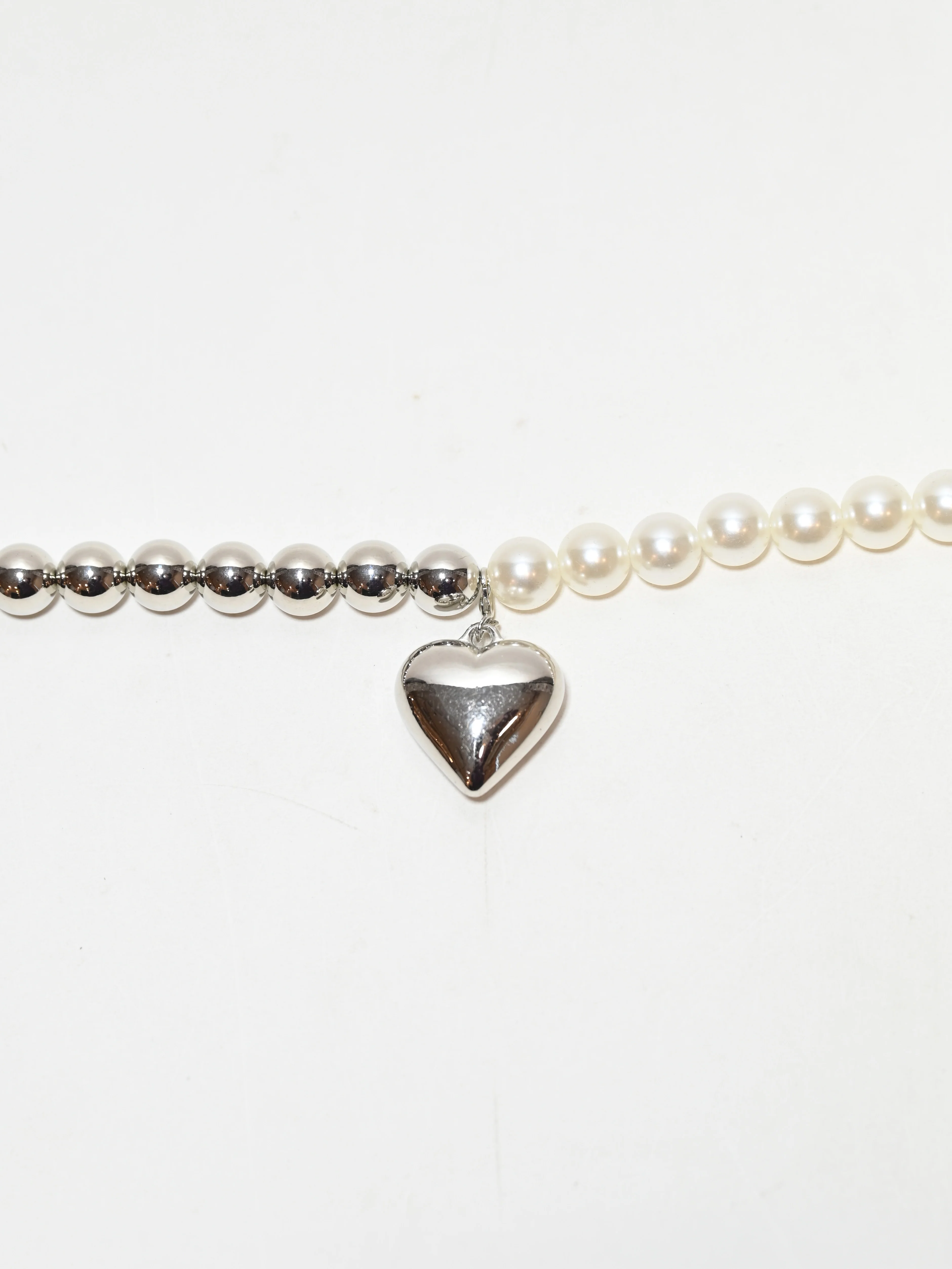 Odette White And Silver Alloy Beaded Pearl Neckpiece For Women - Image 5