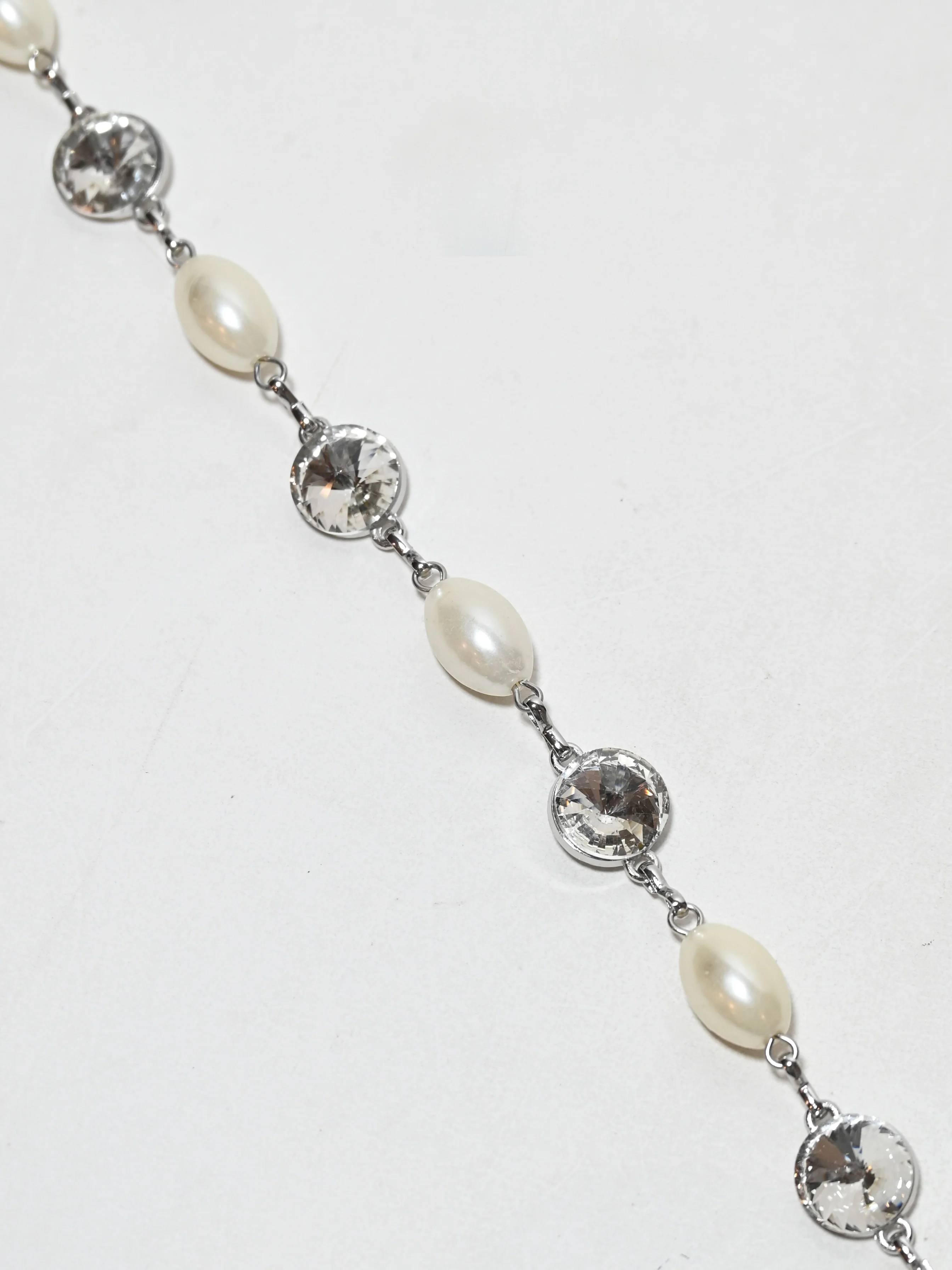 Odette White And Silver Alloy Pearl And Stone Belt For Women - Image 3