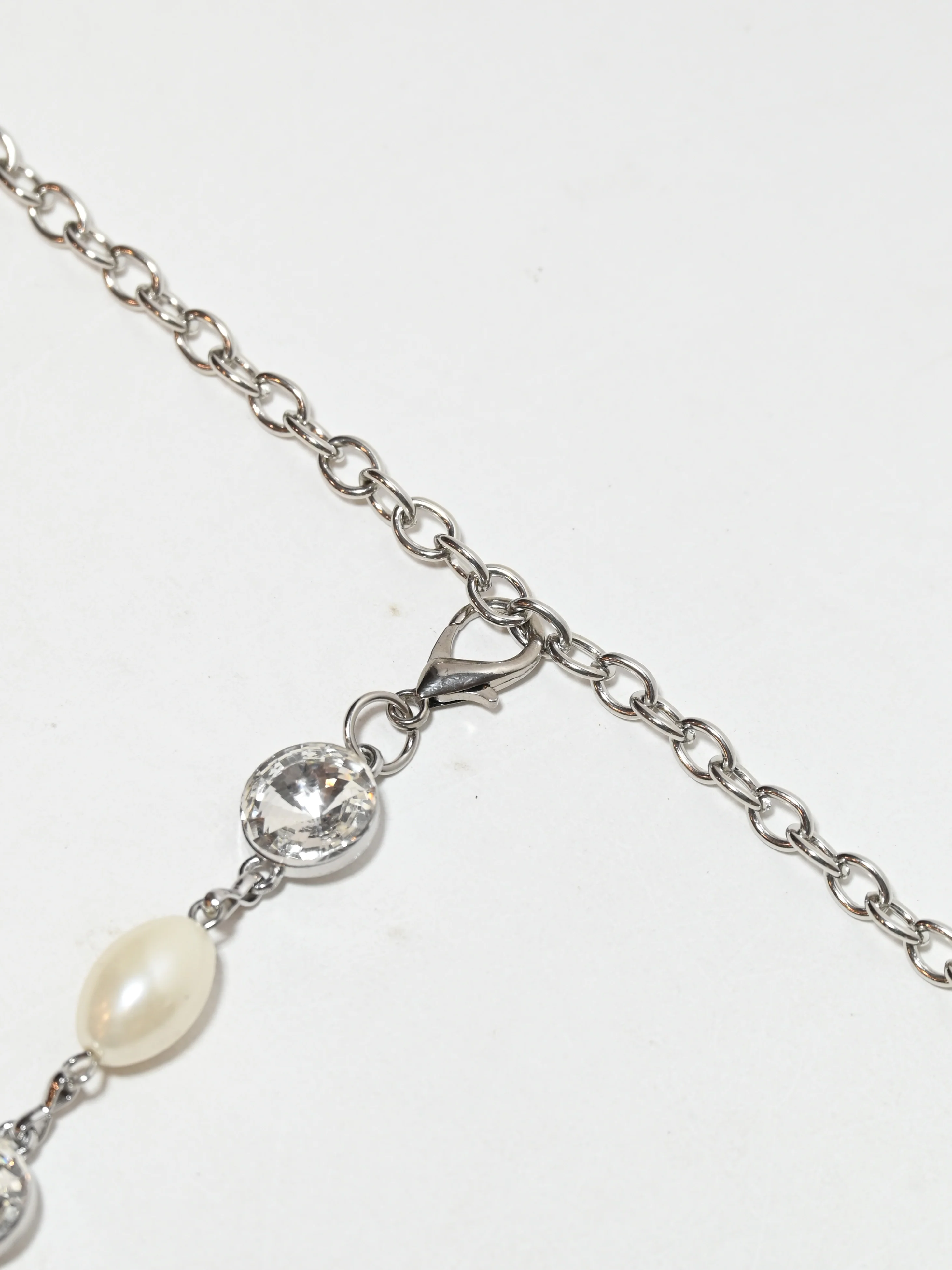 Odette White And Silver Alloy Pearl And Stone Belt For Women - Image 5