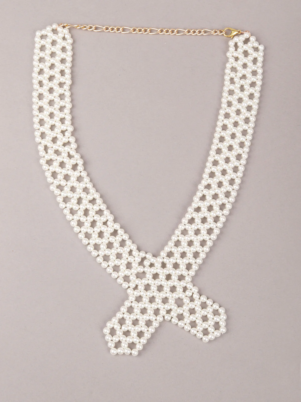 Odette White Beads Embellished Tassels Necklace For Women - Image 3