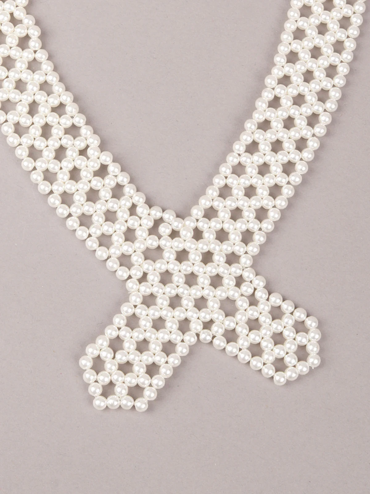 Odette White Beads Embellished Tassels Necklace For Women - Image 4