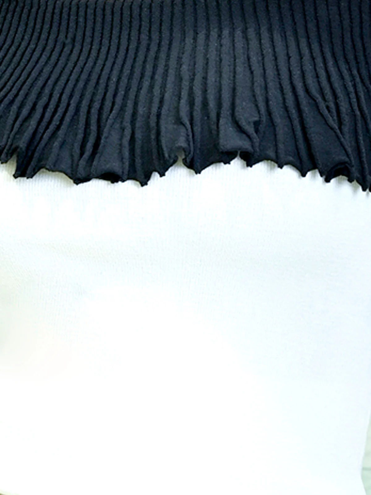 Odette White & Black Cotton Rib Solid Top For Women - Image 5
