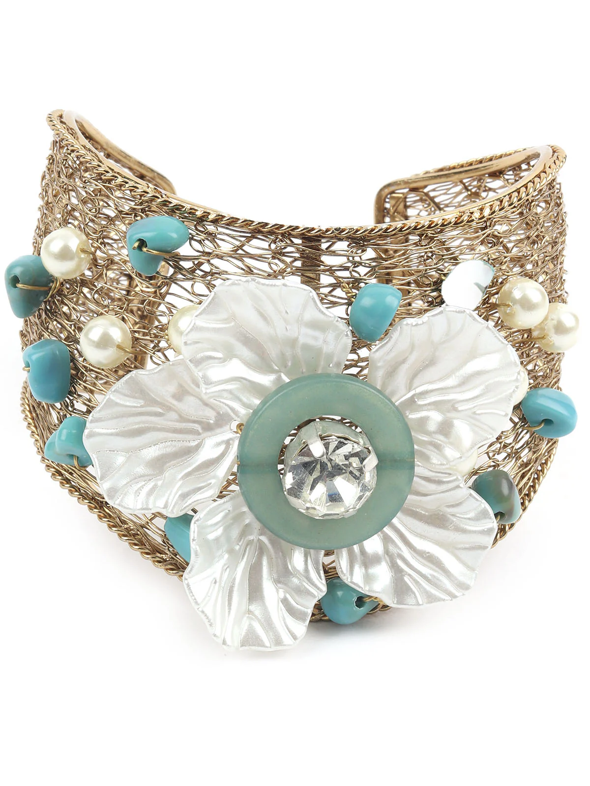 Odette White & Blue Alloy Embellished Bracelet For Women - Image 6