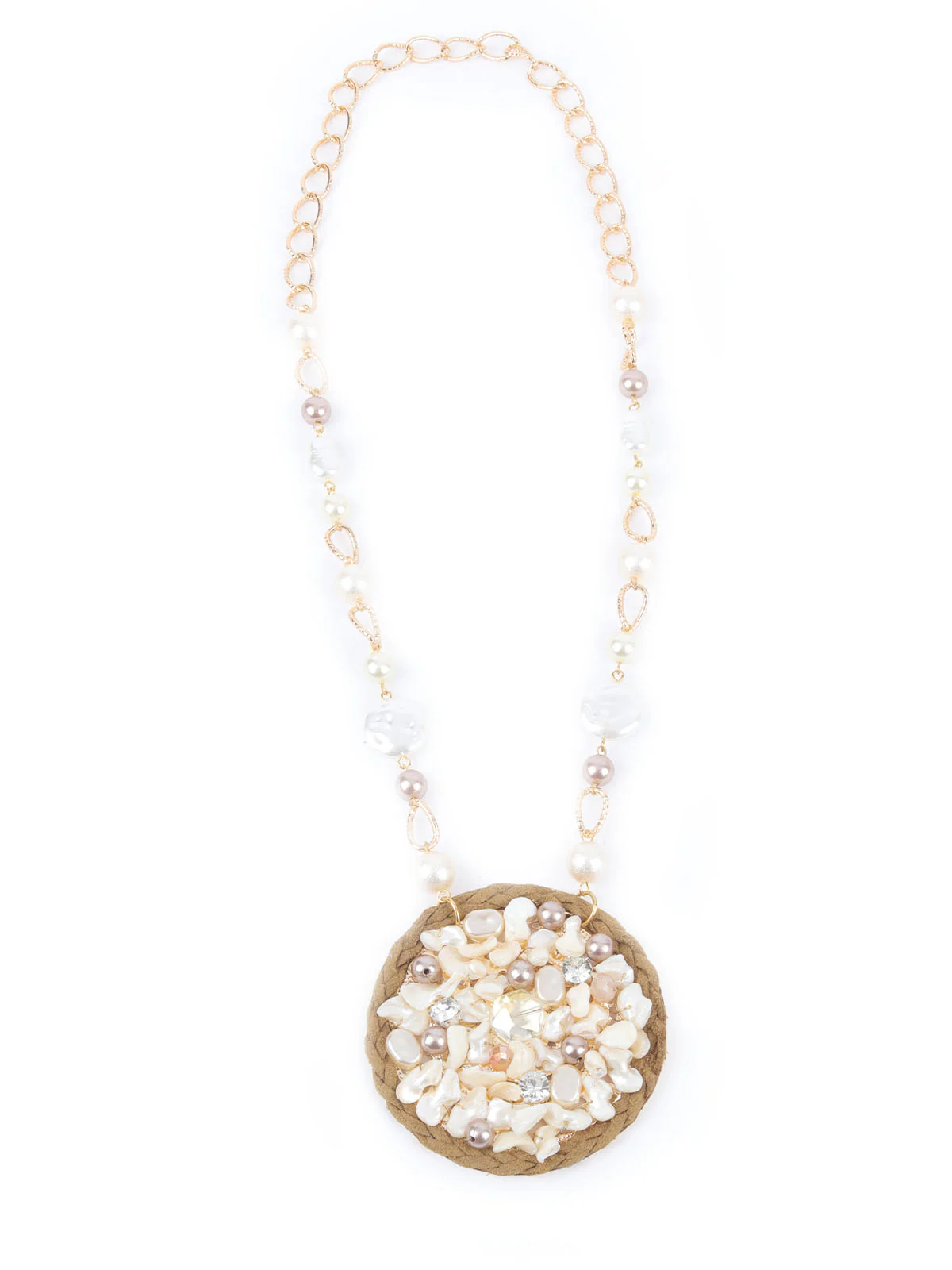 Odette White & Brown Alloy Embellished Jewellery Set For Women - Image 3