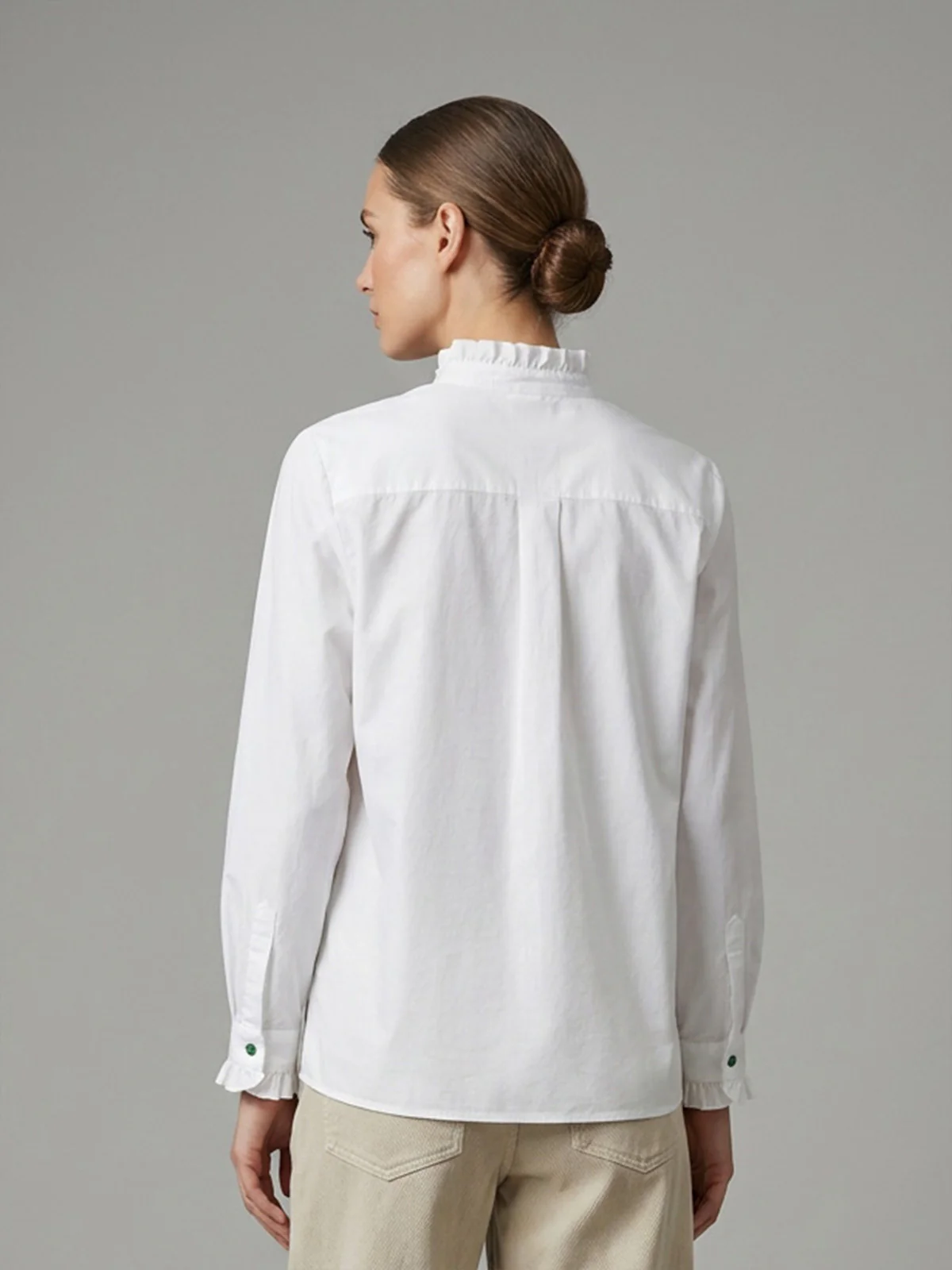 Odette White Cotton Embroidered Shirt For Women - Image 3
