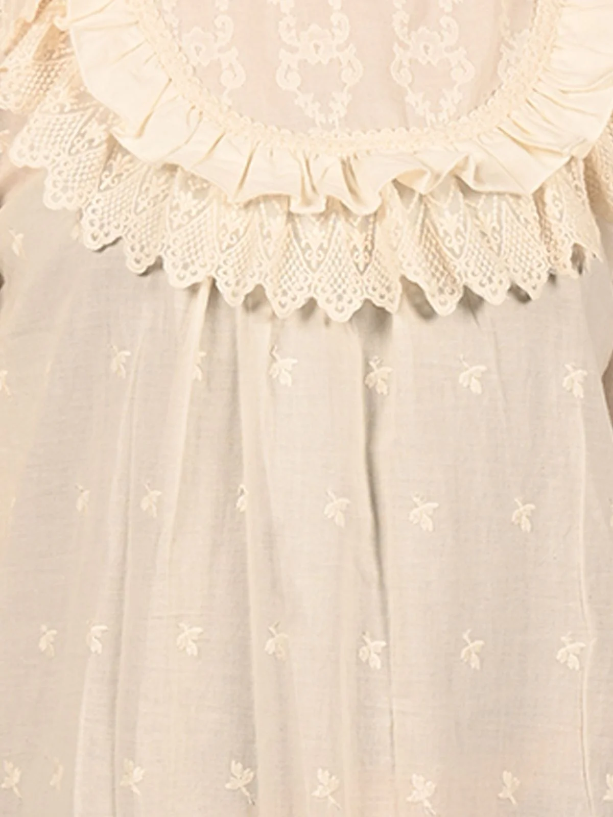 Odette White Cotton Blend Pleated Ruffle Dress For Women - Image 5