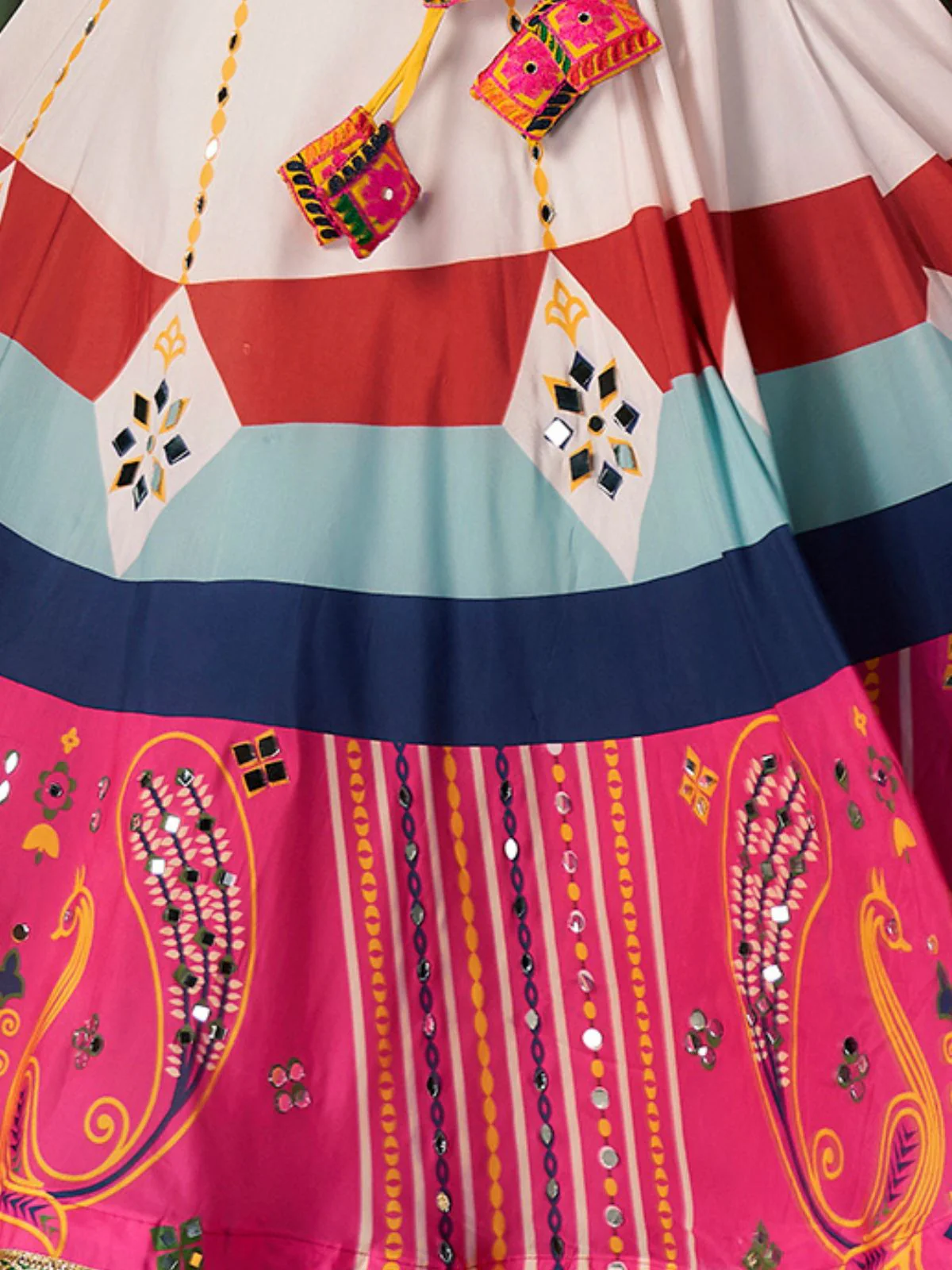 Odette Multicolor Cotton Blend Printed Stitched Lehenga With Blouse For Women - Image 8