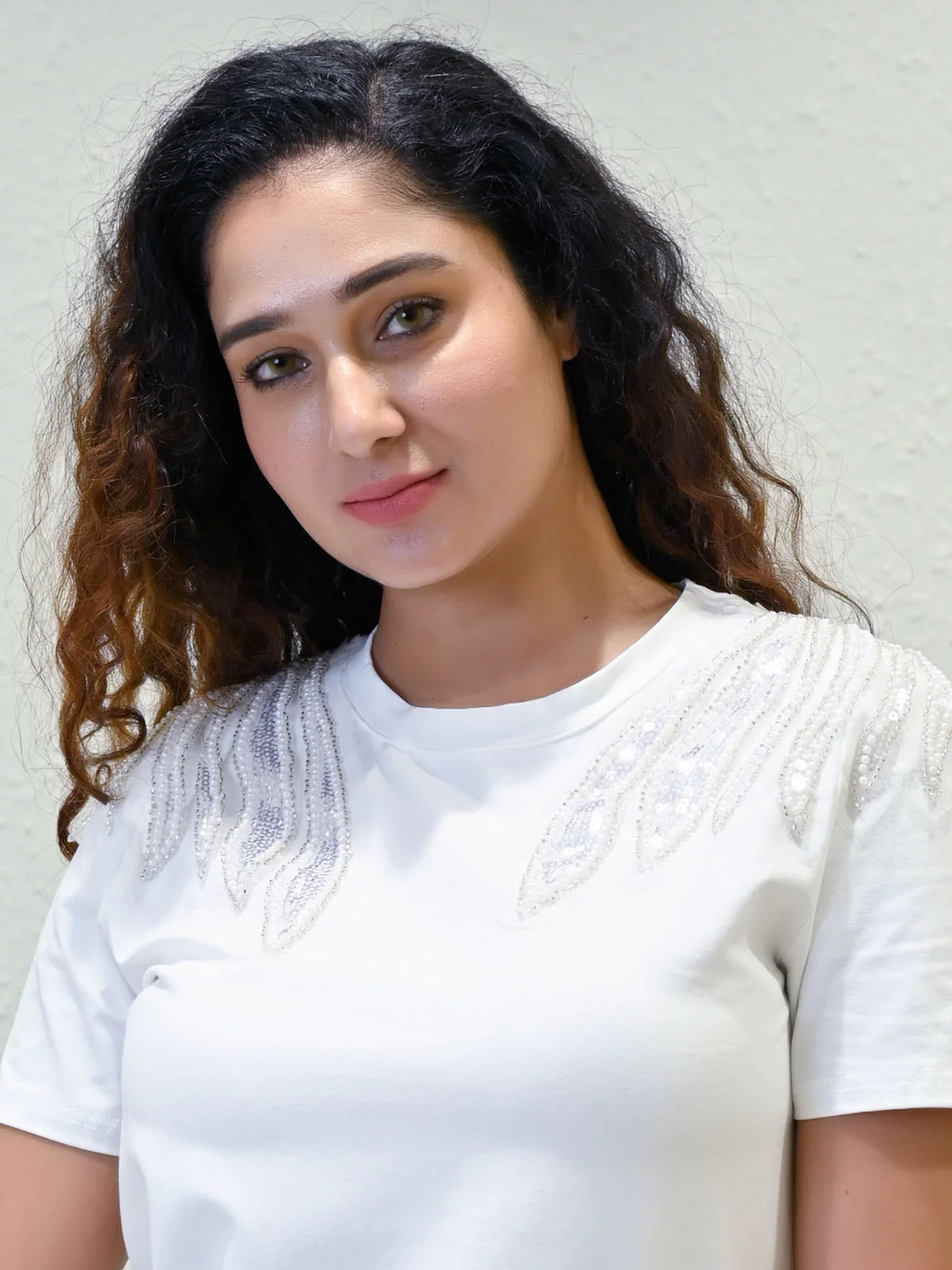 Odette White Cotton Blend Solid Top For Women - Image 4