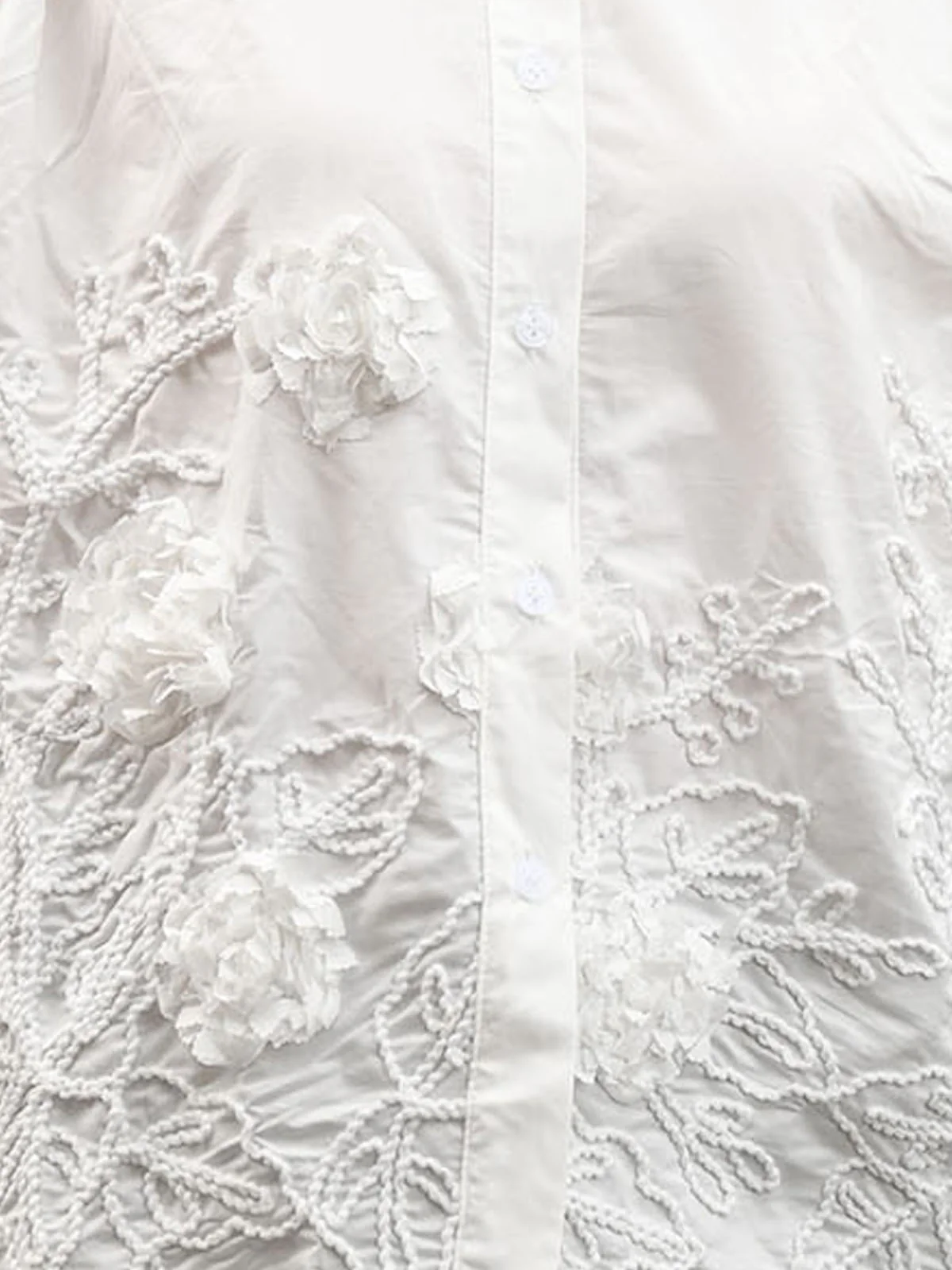 Odette White Cotton Blend Solid Top For Women - Image 5