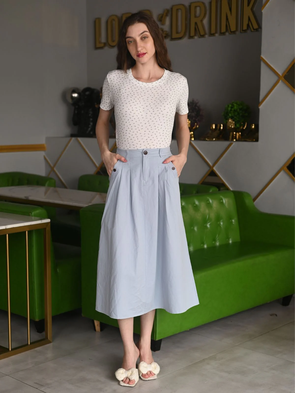 Odette White Cotton Jersey Printed T-Shirt For Women - Image 2