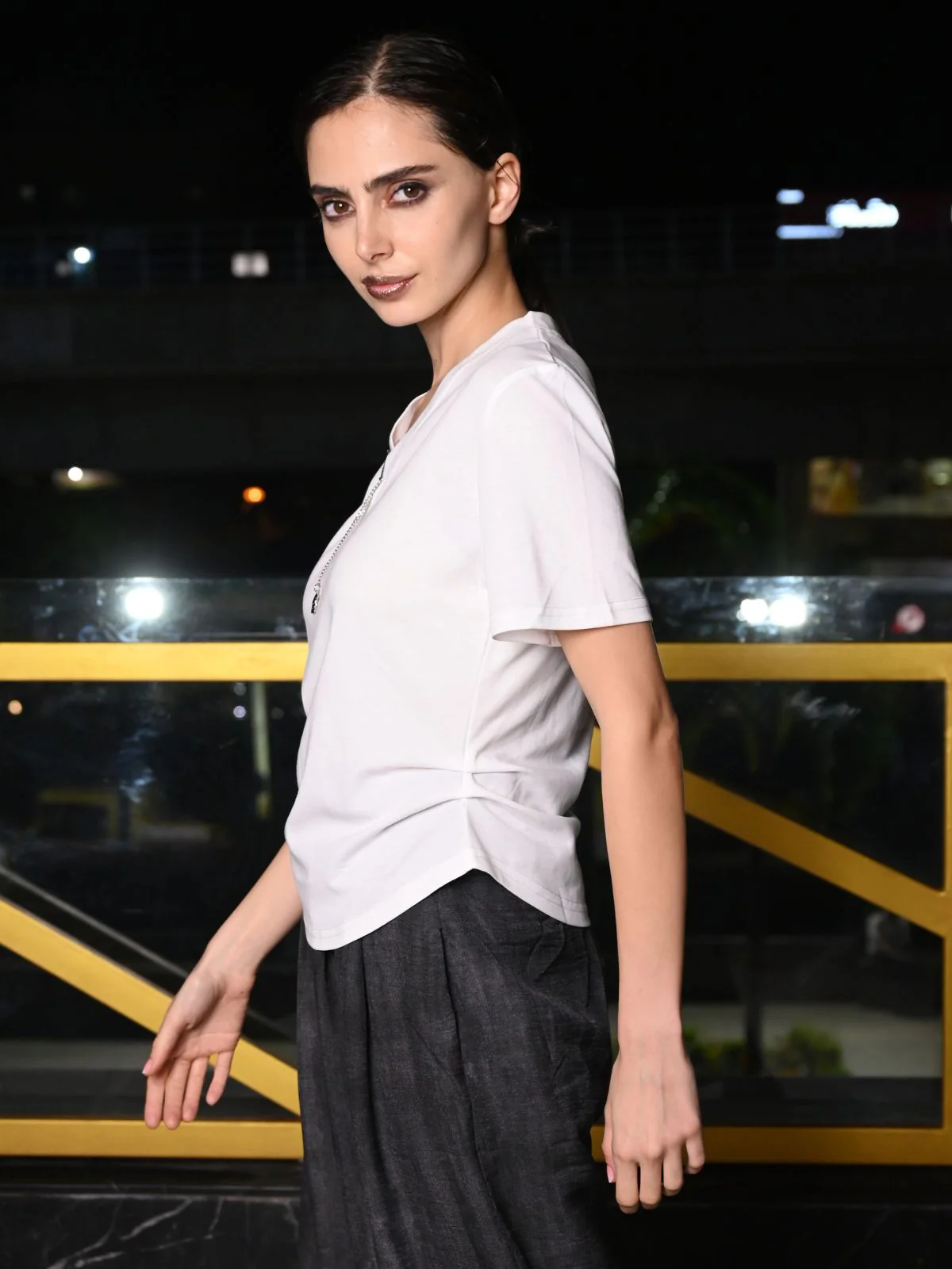 Odette White Cotton Jersey Embellished Top For Women - Image 3