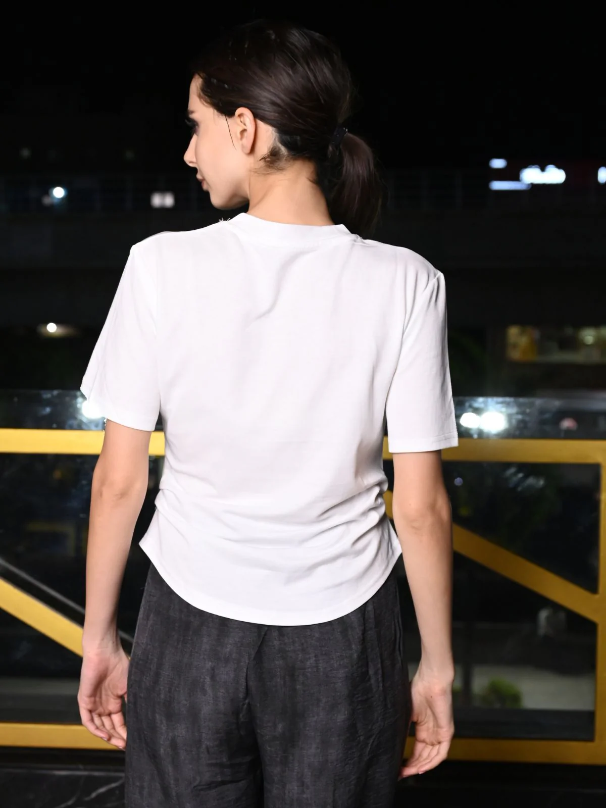 Odette White Cotton Jersey Embellished Top For Women - Image 4