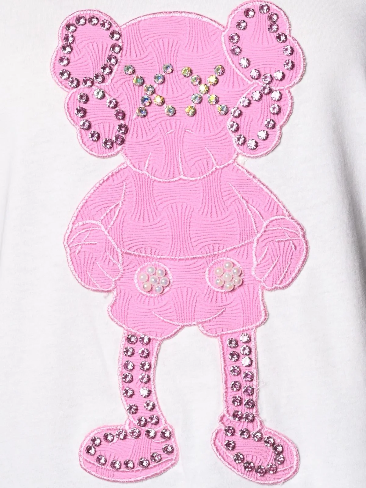 Odette White Cotton Jersey Embellished T-Shirt For Women - Image 6