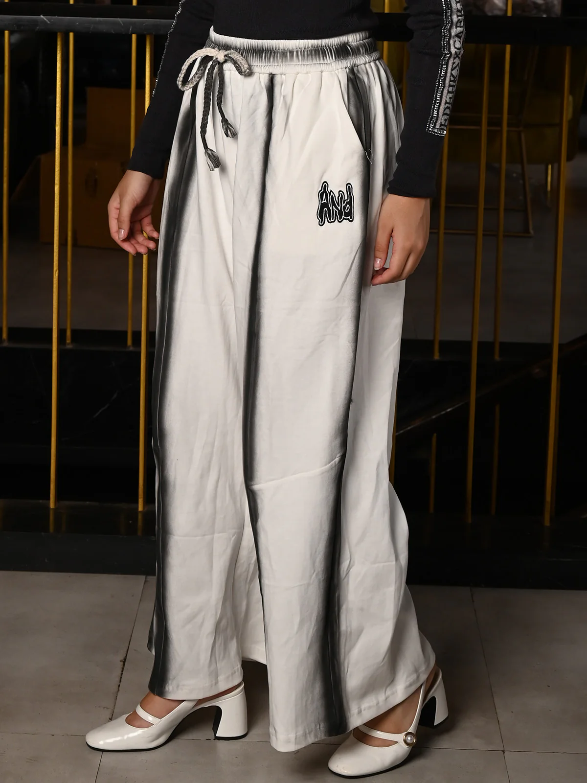 Odette White Cotton Jersey Spray Paint Track For Women - Image 3