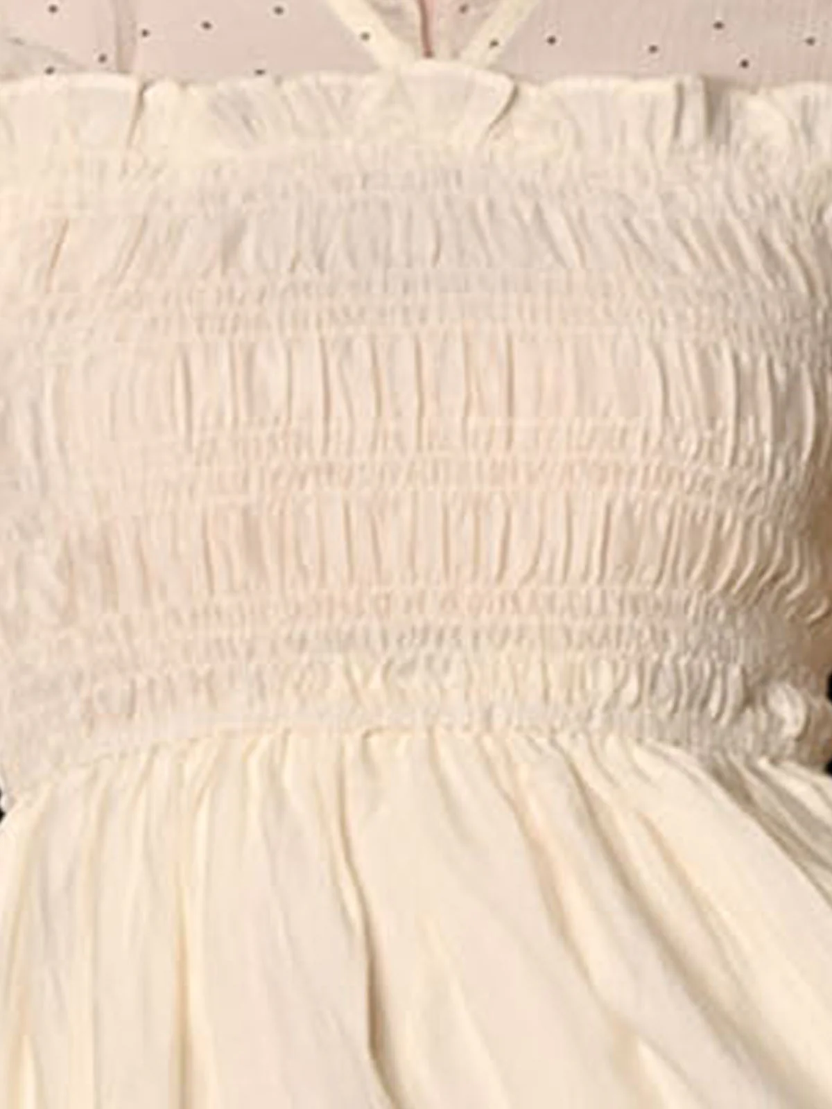 Odette White Cotton & Linen Printed Dress For Women - Image 5