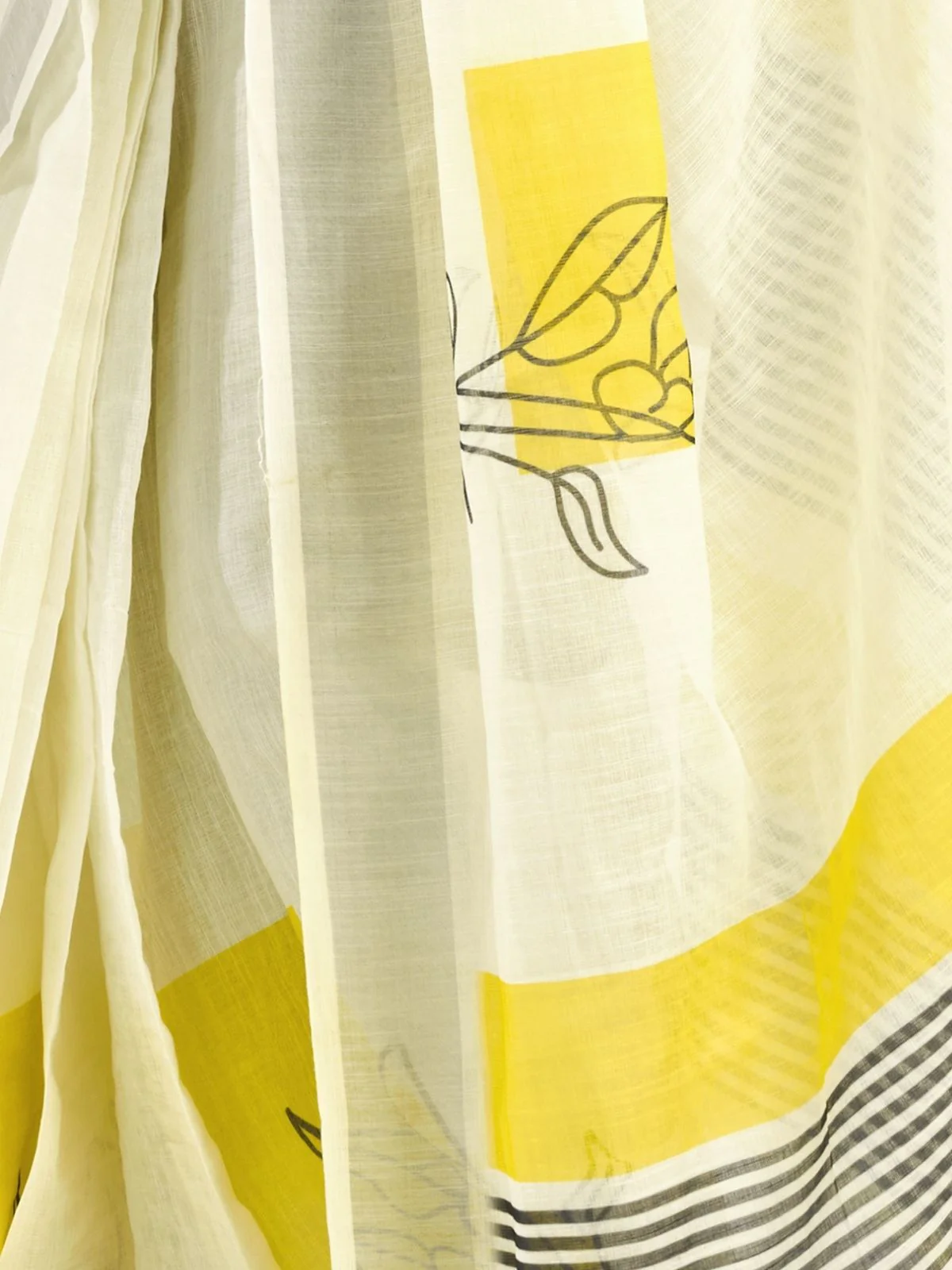 Odette White Cotton Linen Zari Work Saree For Women - Image 5