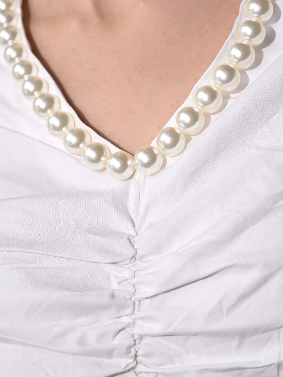 Odette White Cotton Poplin Embroidered Top For Women - Image 6