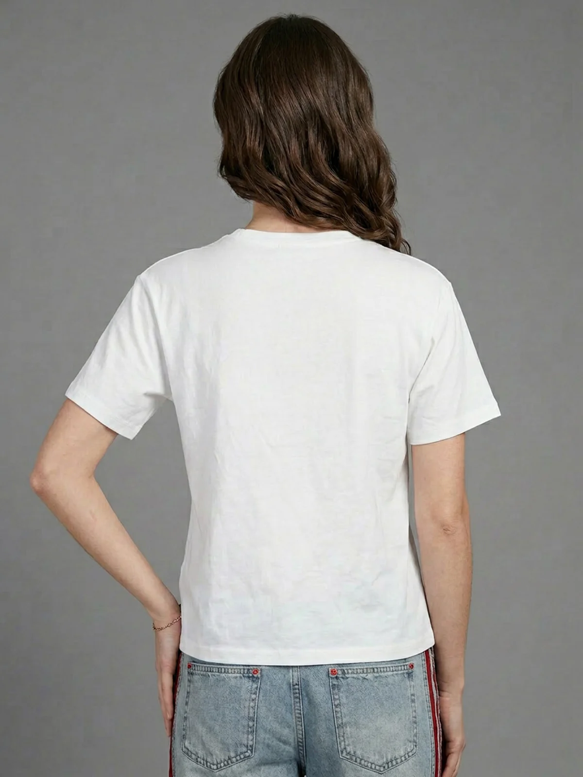 Odette White Cotton Rib Printed Top For Women - Image 3