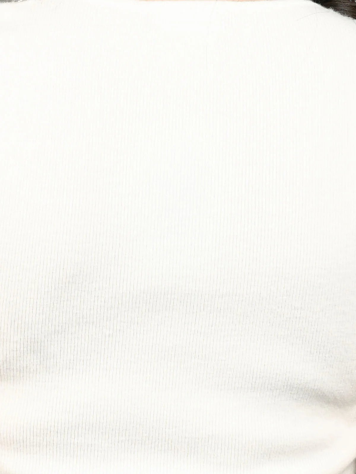 Odette White Cotton Rib Solid Top For Women - Image 5