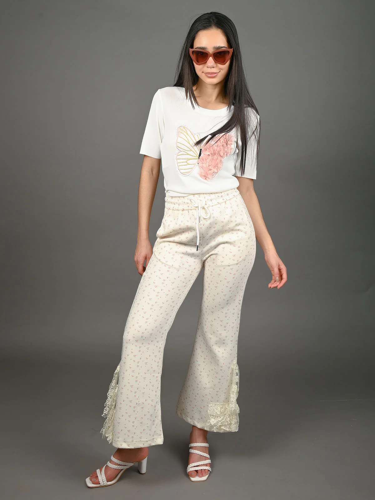 Odette White Cotton Rib Solid Top For Women - Image 5