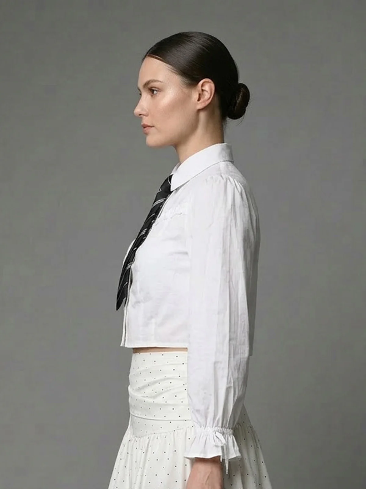 Odette White Cotton Solid Shirt For Women - Image 2