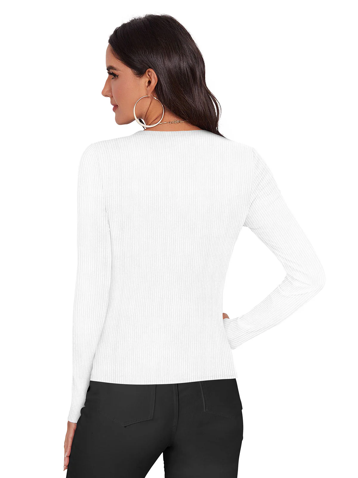 Odette White Cotton Solid Top For Women - Image 4