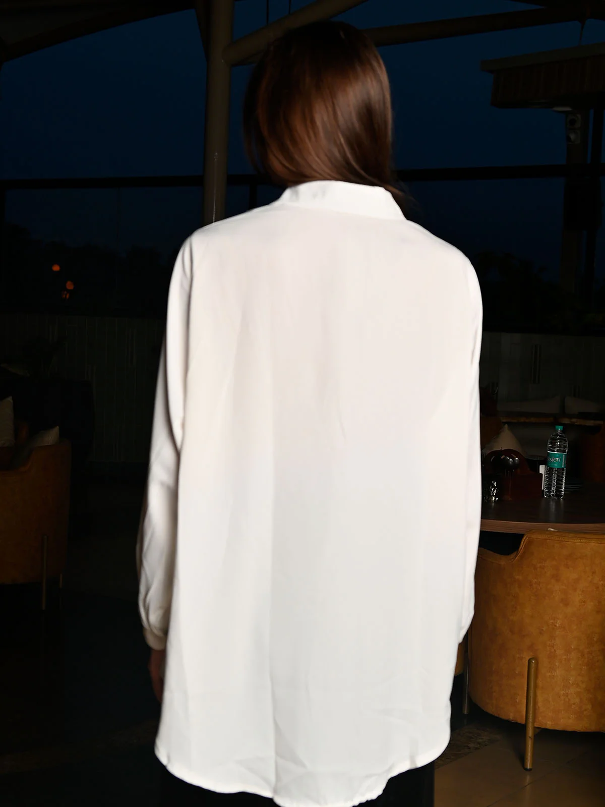 Odette White Crepe Solid Top For Women - Image 5