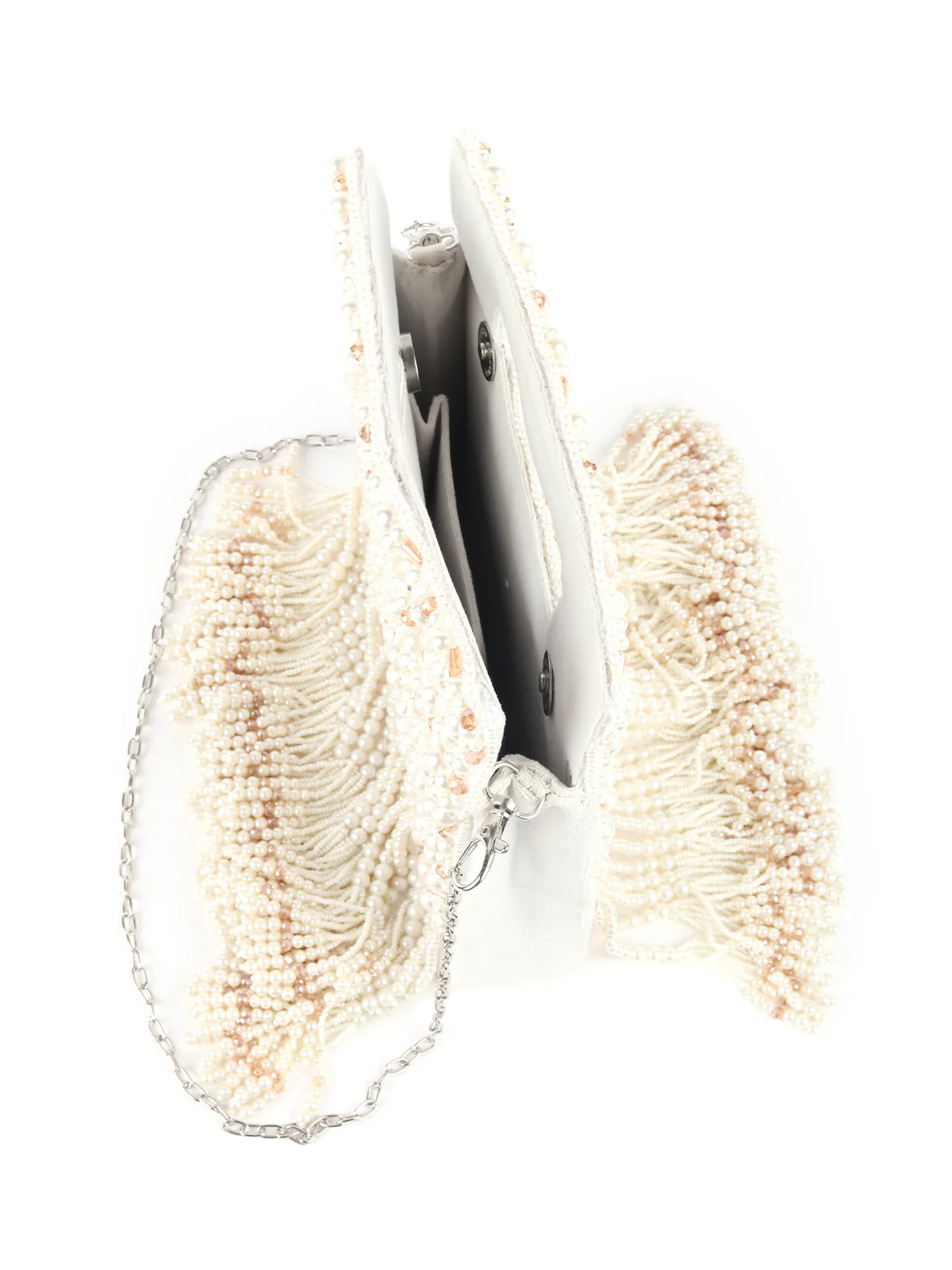Odette White Cutdana Structured Clutch For Women - Image 6