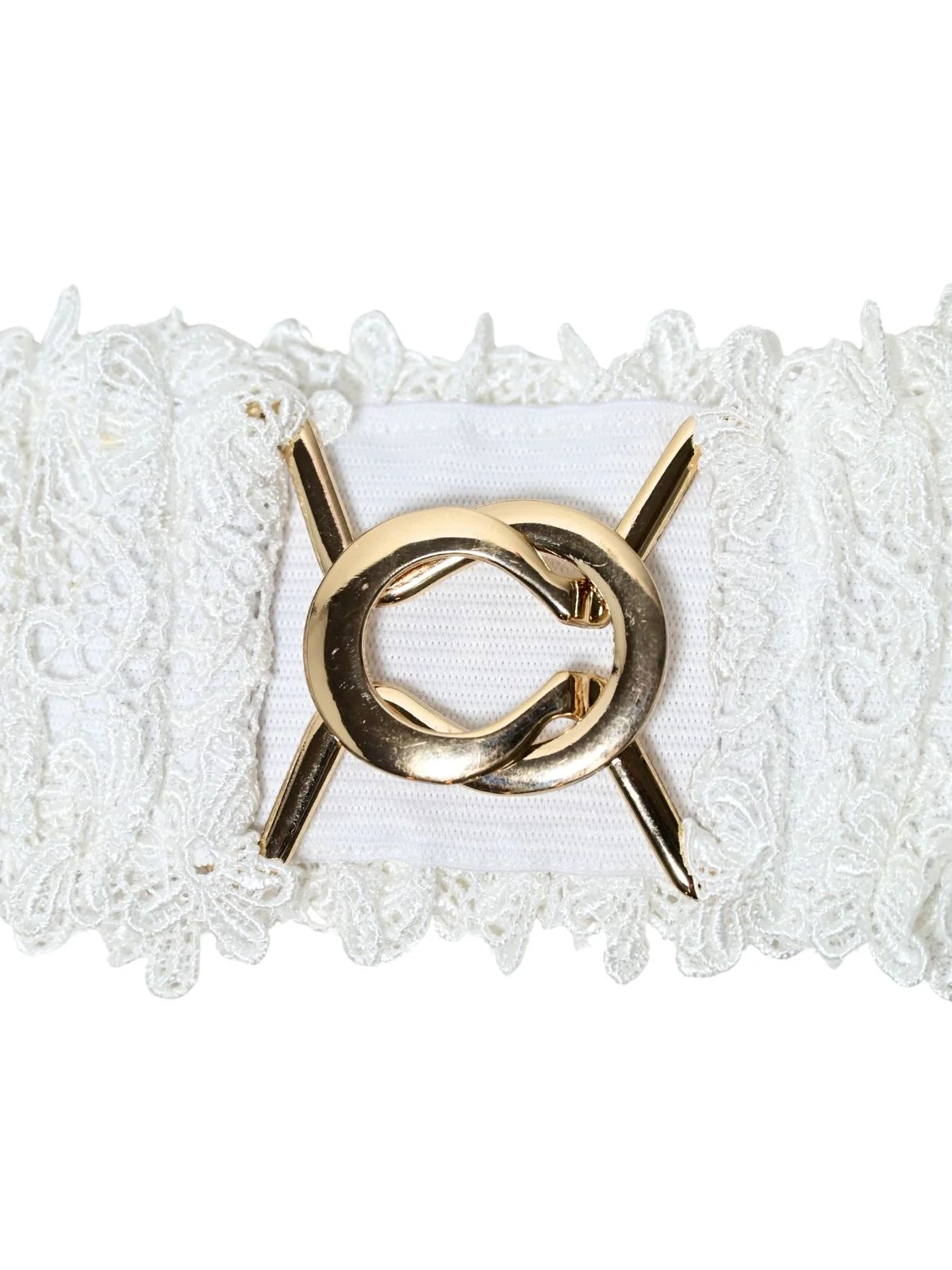 Odette White Elastic Lace Work Belt For Women - Image 4