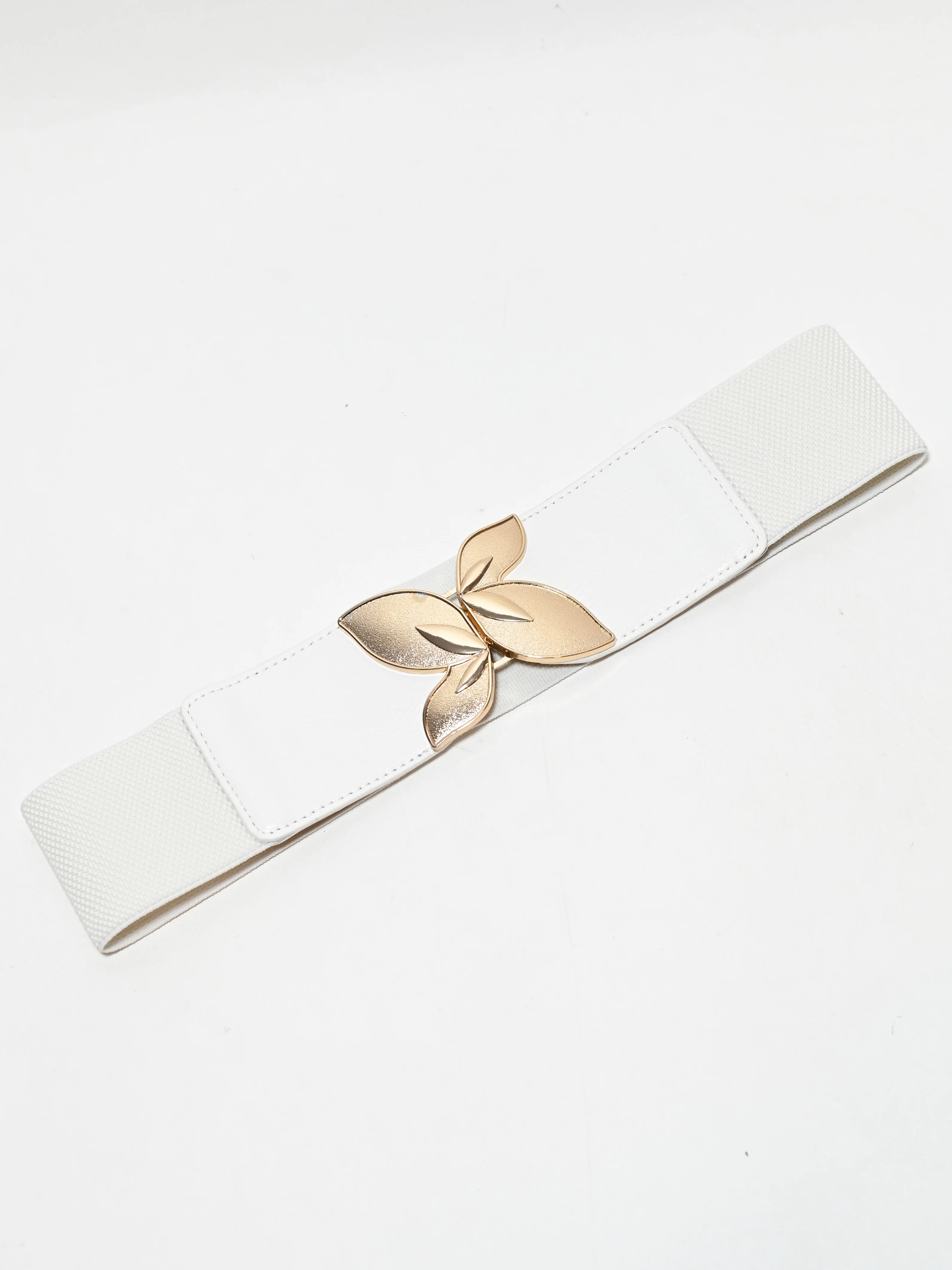 Odette White Elastic Metallic Design Belt For Women - Image 2