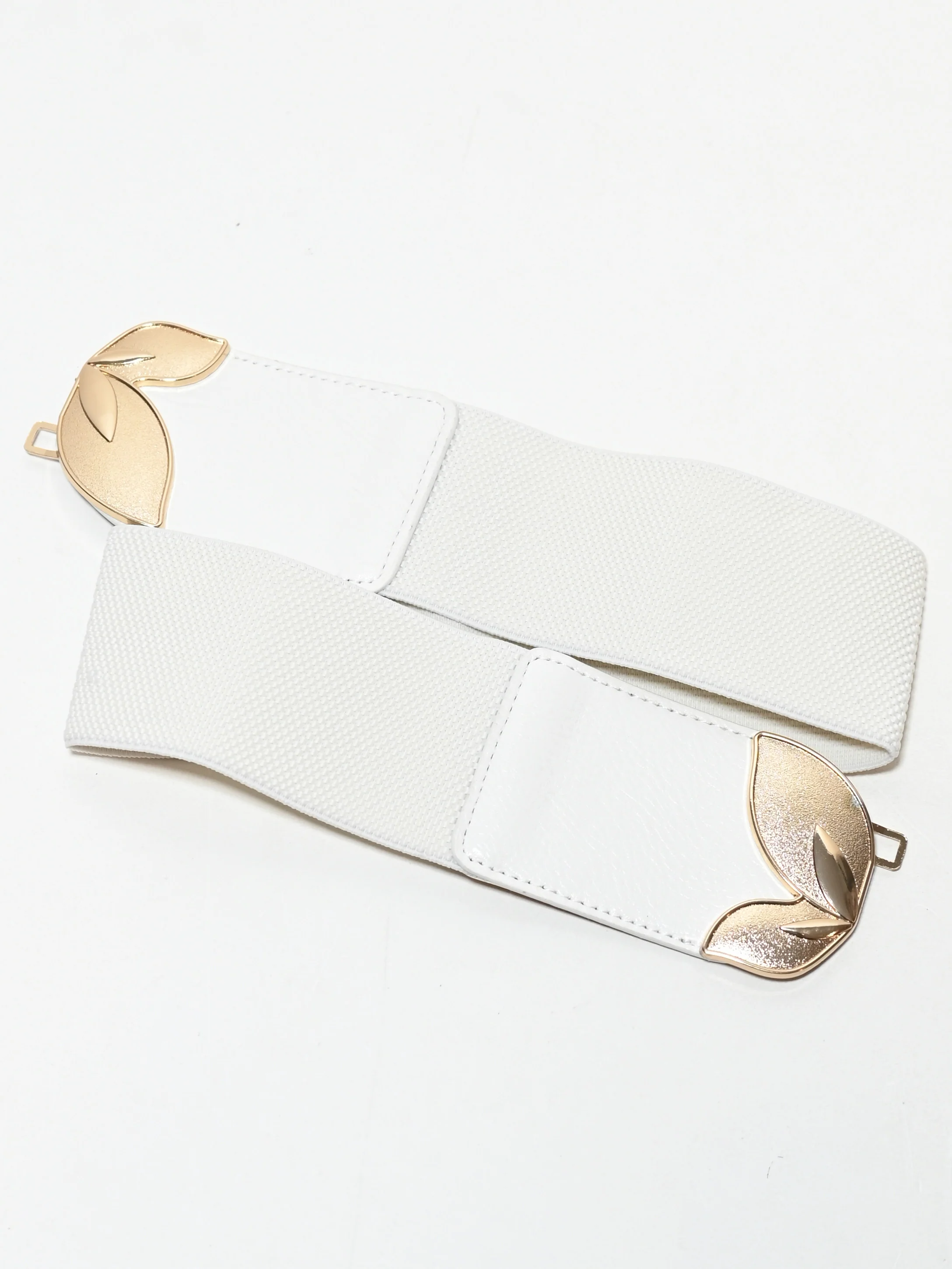 Odette White Elastic Metallic Design Belt For Women - Image 3