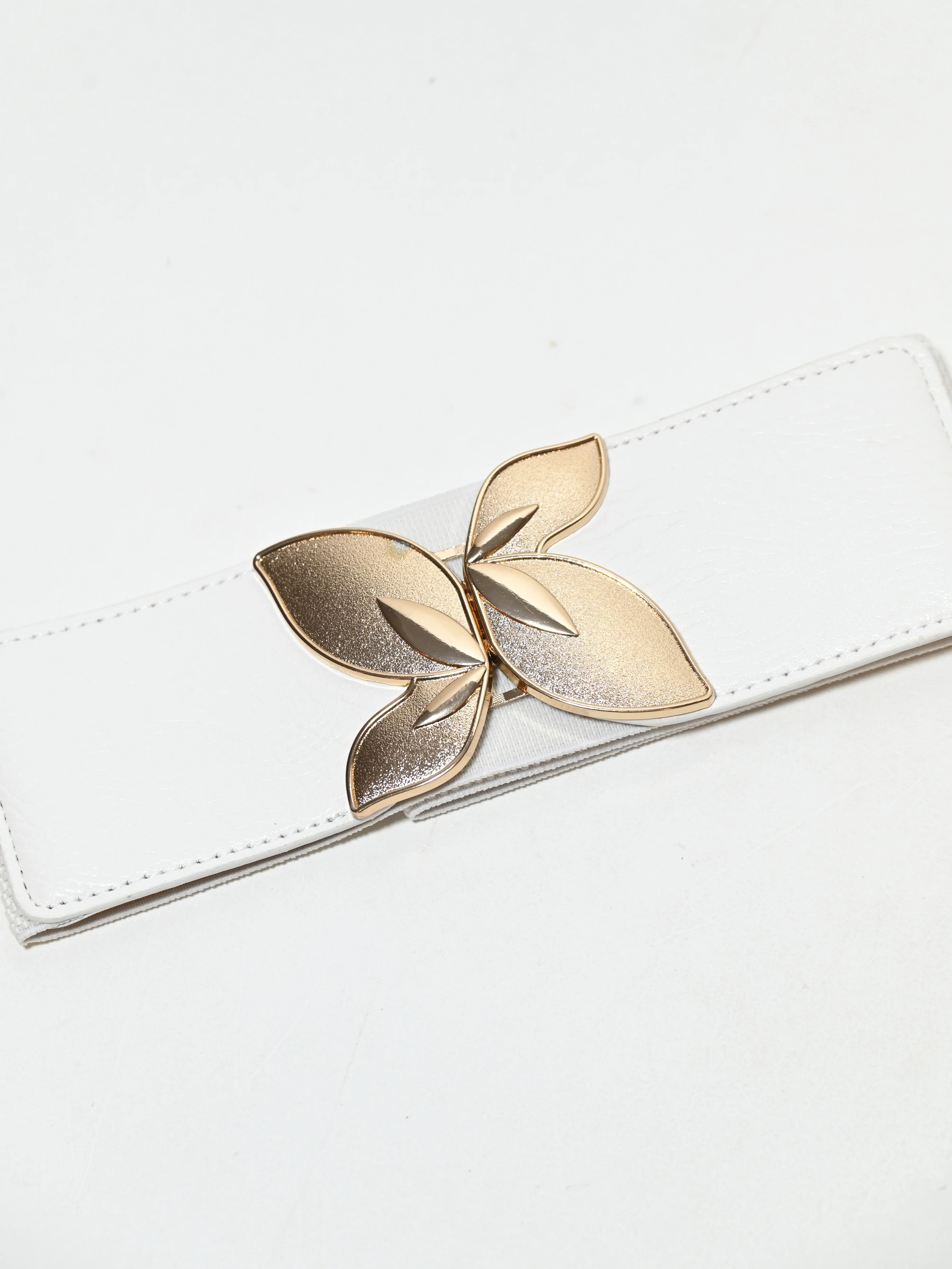 Odette White Elastic Metallic Design Belt For Women - Image 5