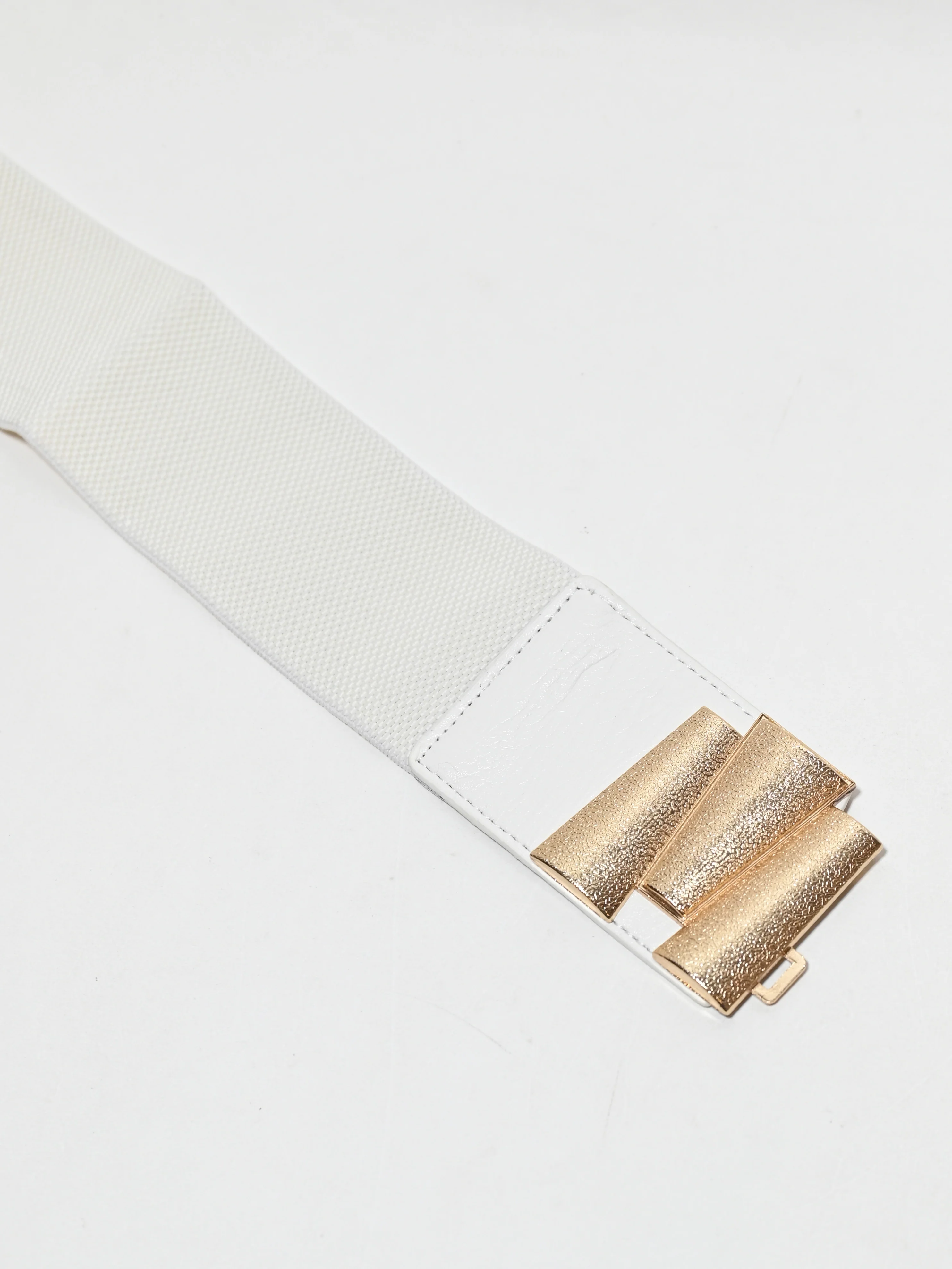 Odette White Elastic Metallic Design Belt For Women - Image 3