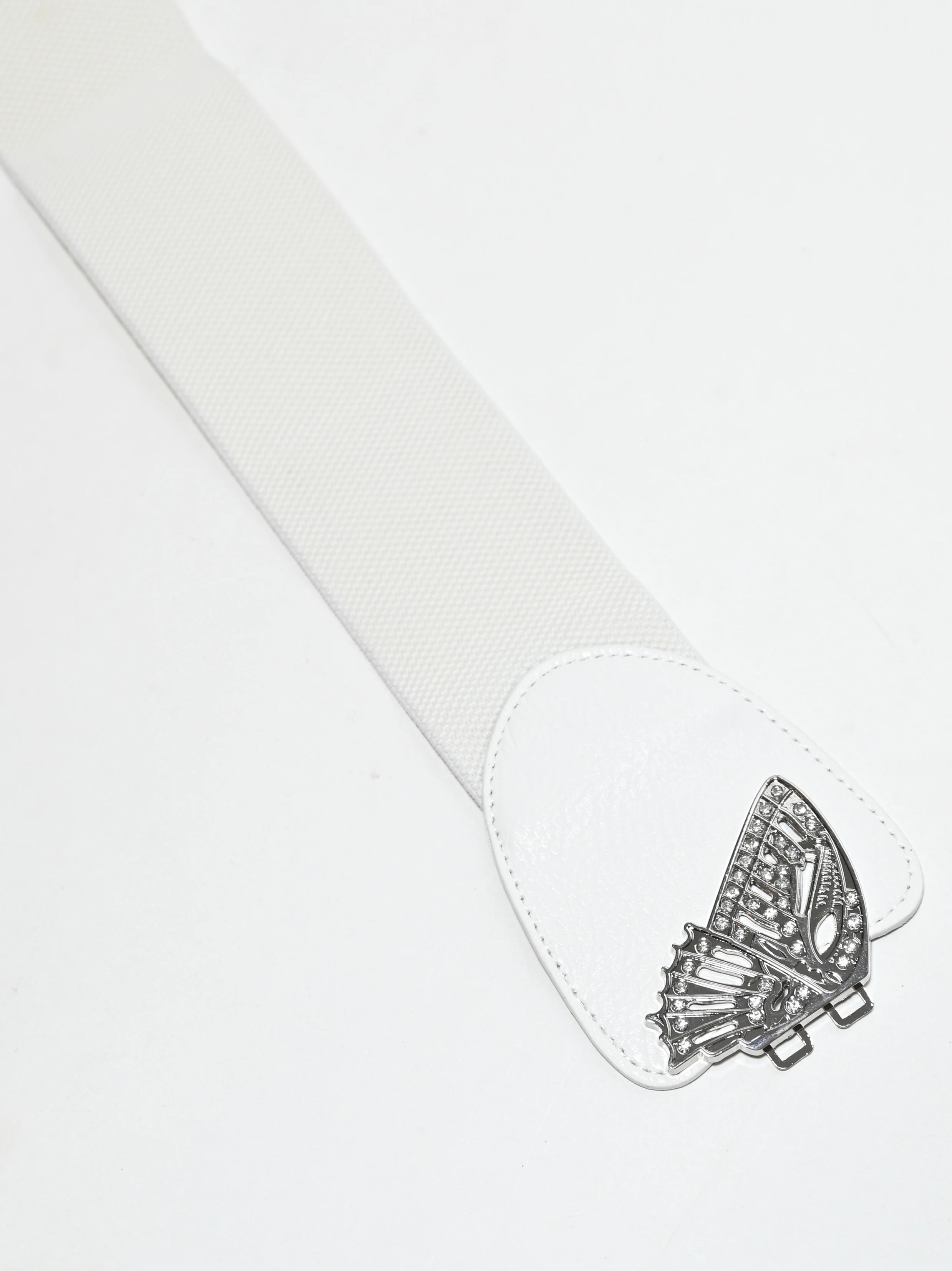 Odette White Elastic Metallic Design Belt For Women - Image 5