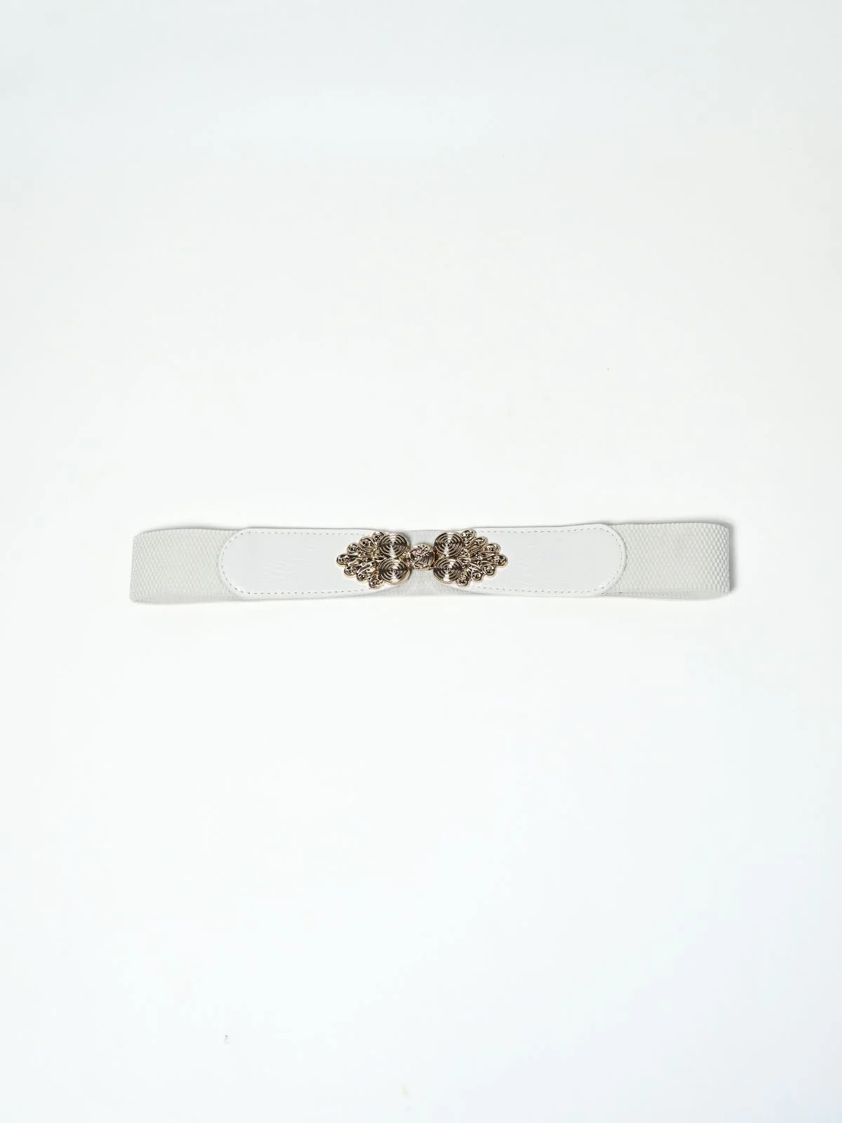 Odette White Elastic Solid Belt For Women - Image 2