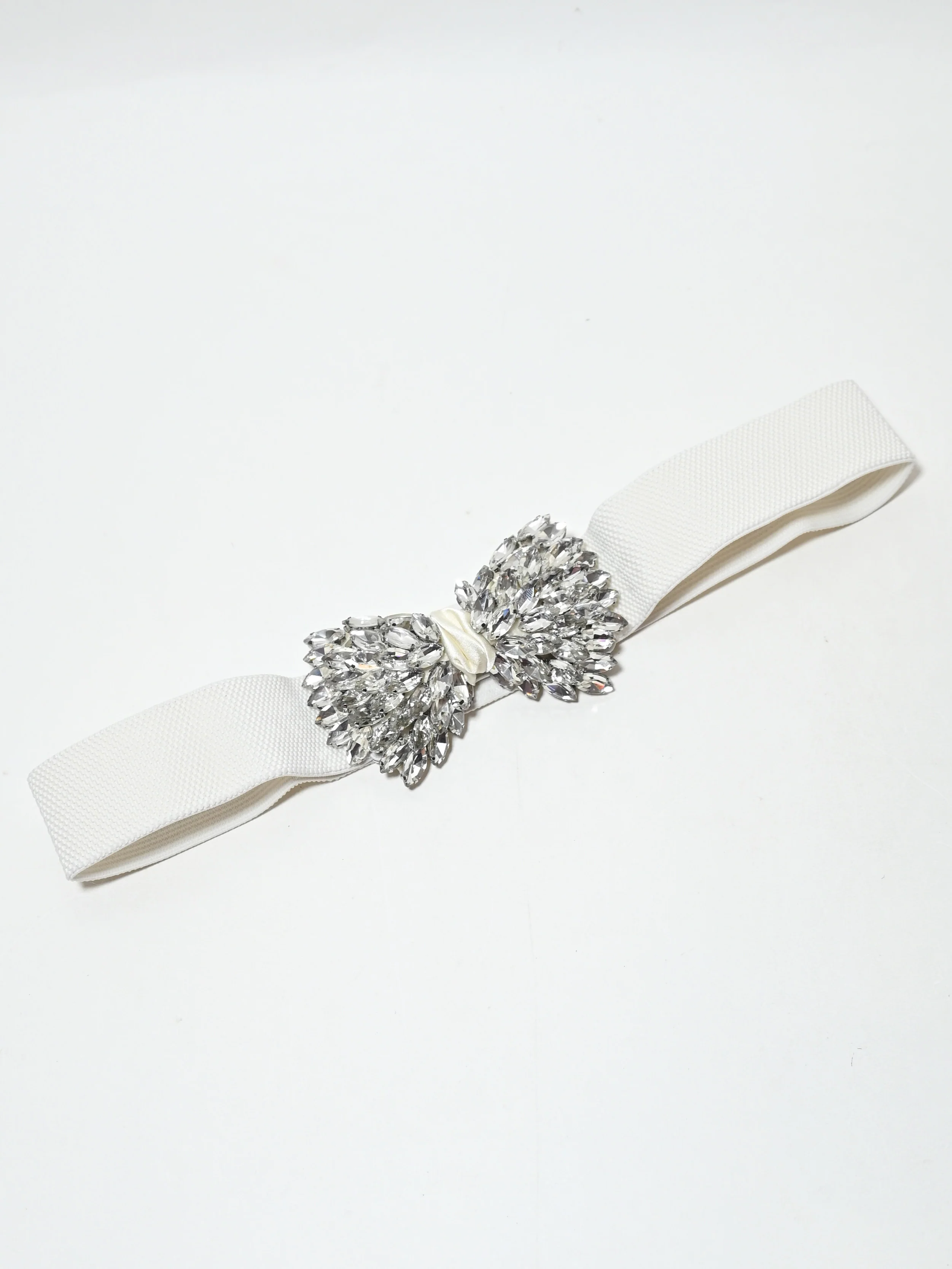 Odette White Elastic Stone Belt For Women - Image 3