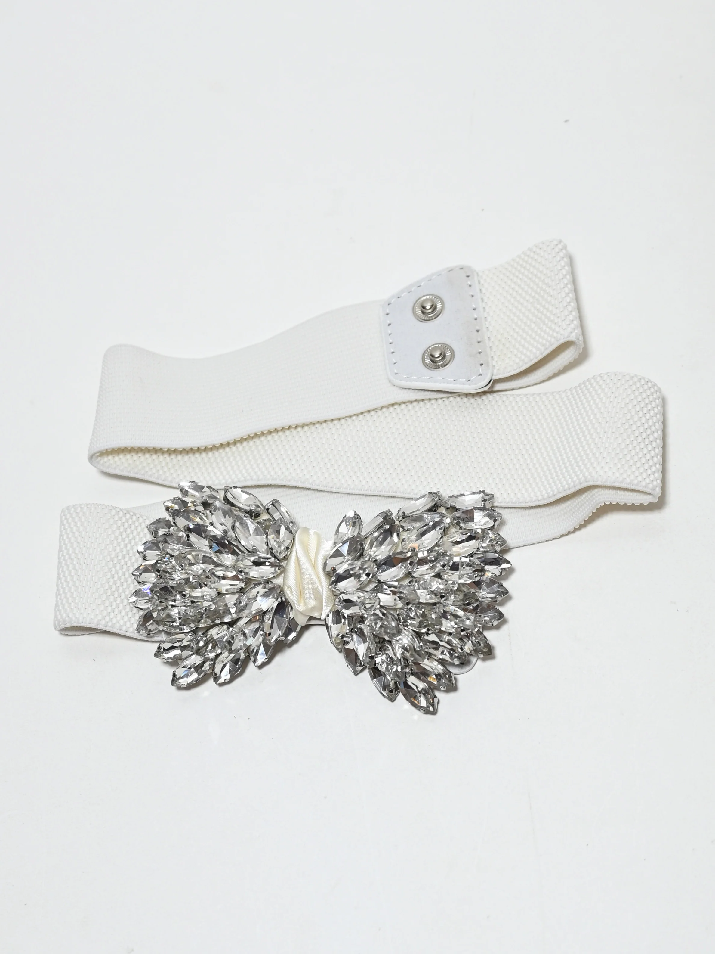 Odette White Elastic Stone Belt For Women - Image 4