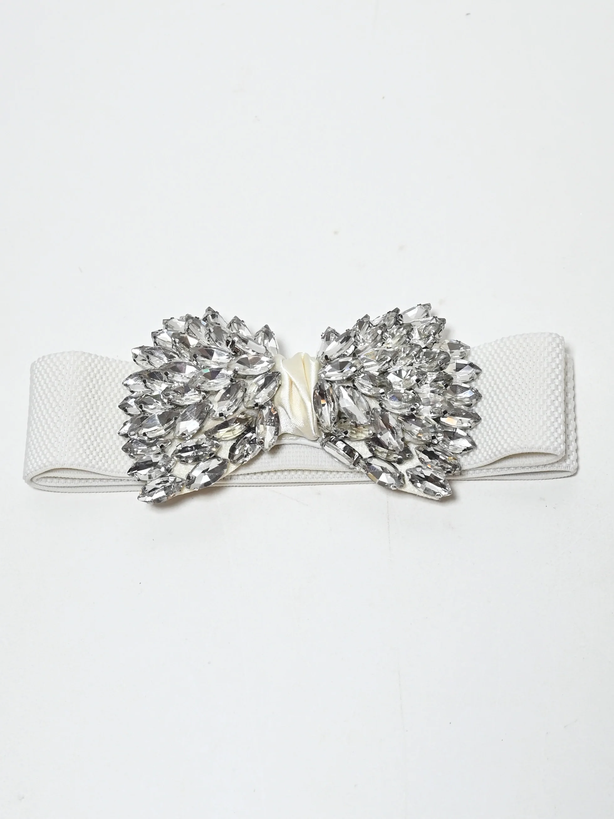 Odette White Elastic Stone Belt For Women - Image 5