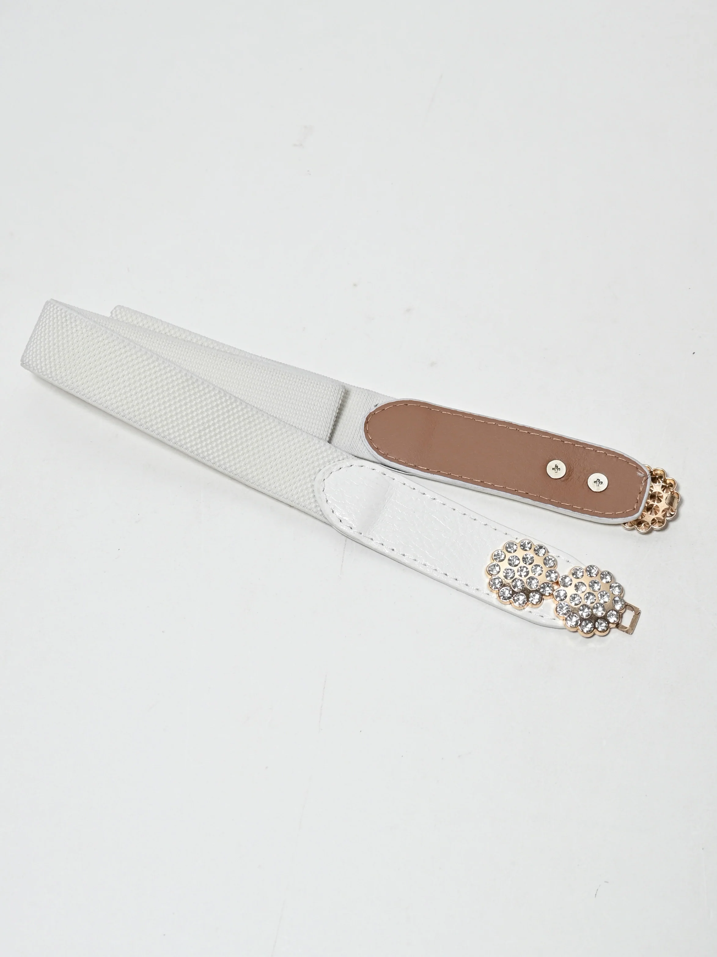 Odette White Elastic Stone Belt For Women - Image 5
